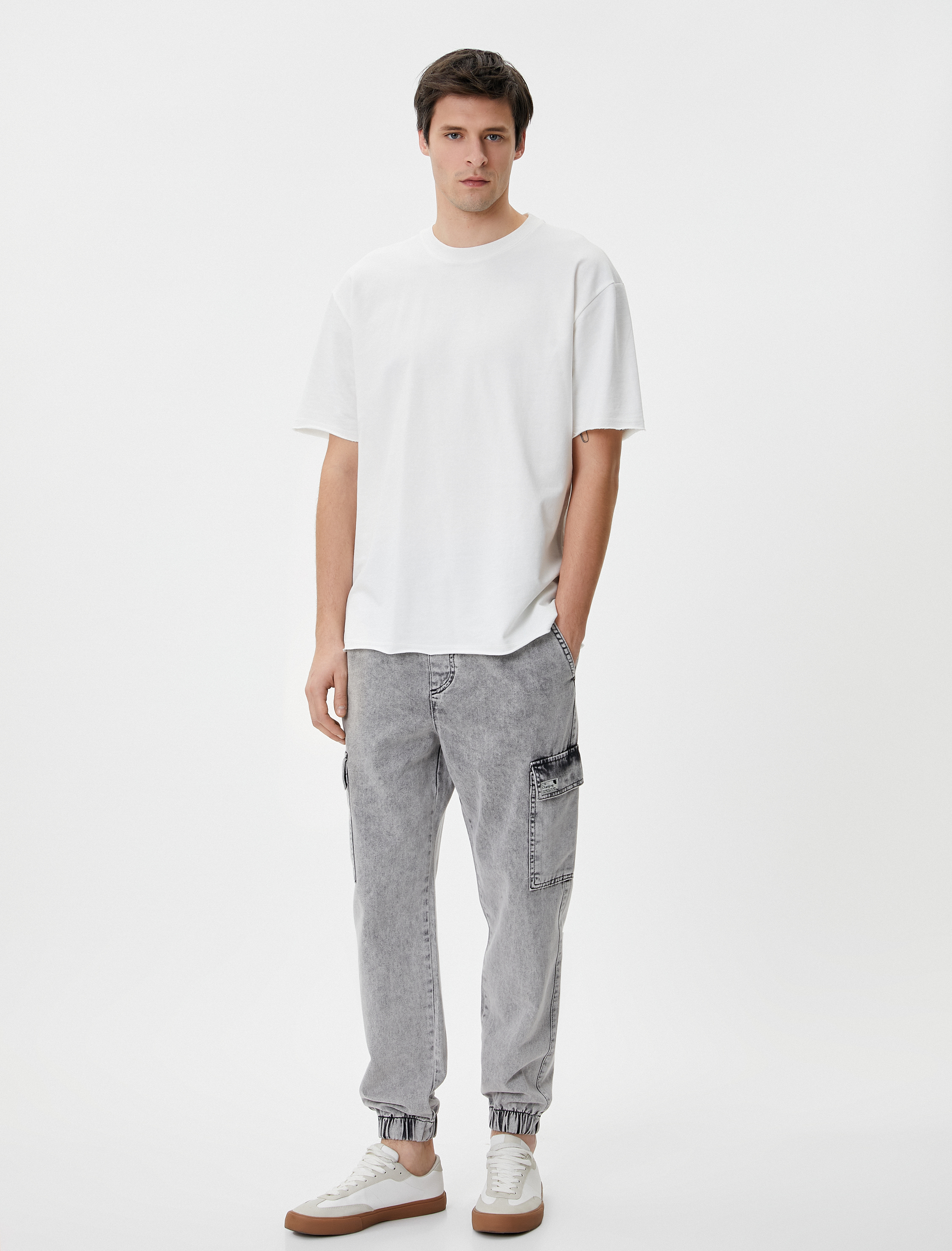   Oversize Kot Pantolon Jogger Kargo Cepli Beli Bağcıklı Yıkamalı