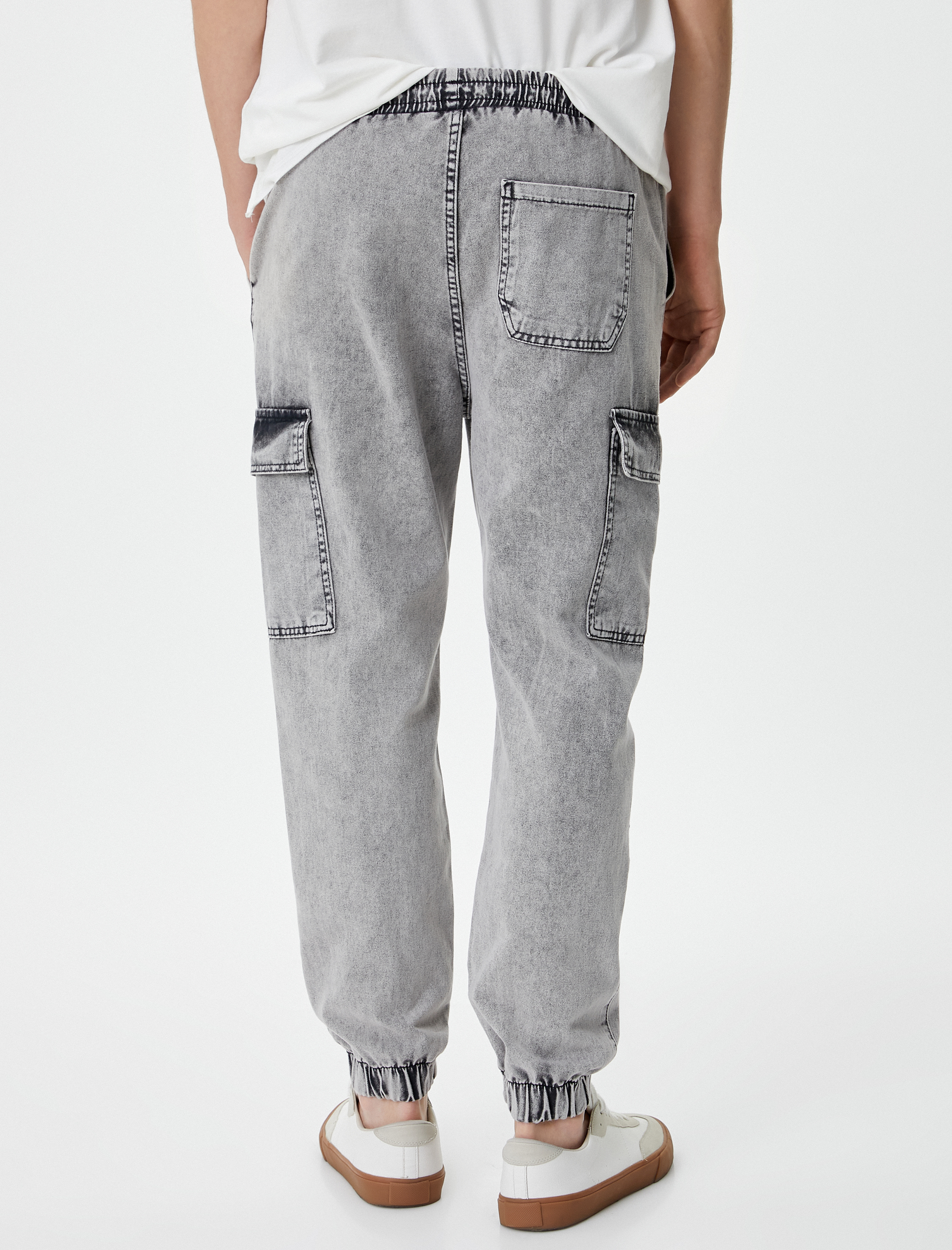   Oversize Kot Pantolon Jogger Kargo Cepli Beli Bağcıklı Yıkamalı