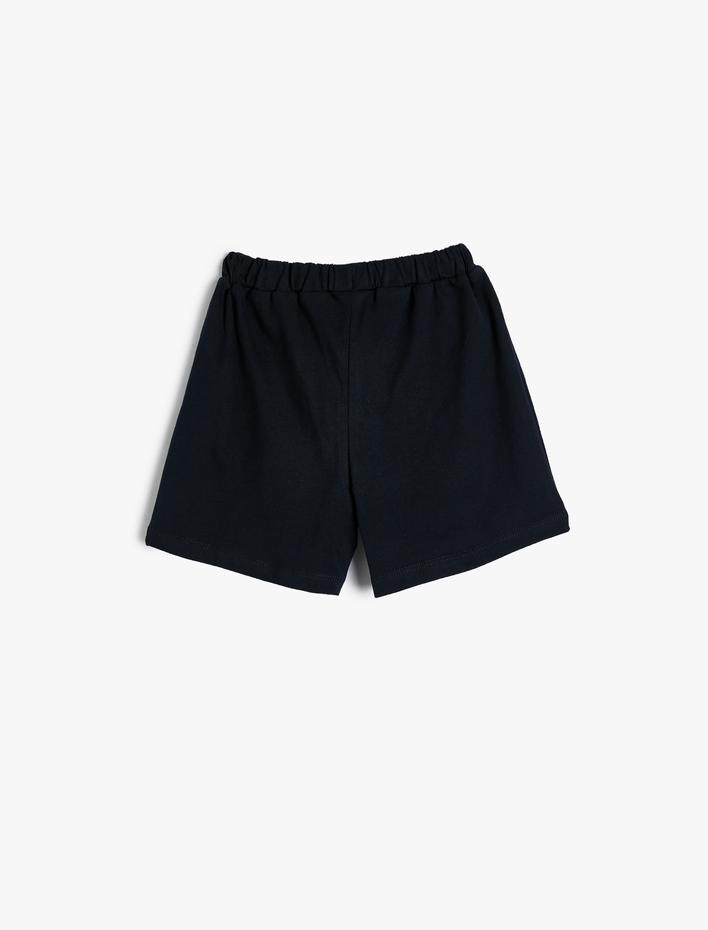 Erkek Bebek Şort Beli Bağlamalı Lastikli Cepli Baskı Detaylı Pamuklu