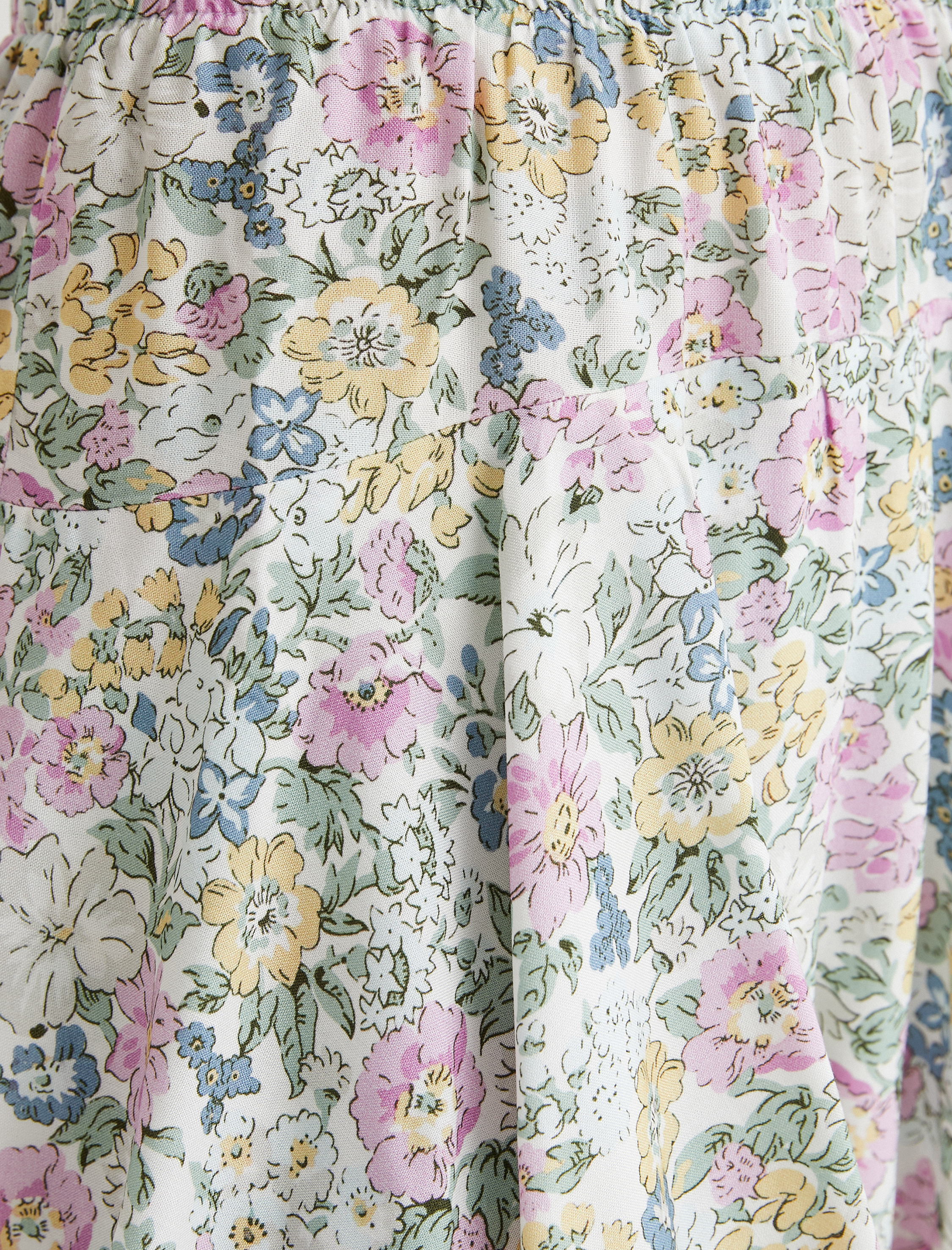   Şortlu Mini Etek Çiçekli Beli Lastikli Viskoz Kumaş