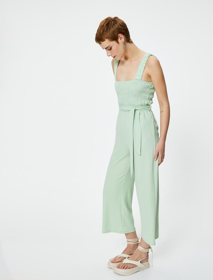  Tulum Kalın Askılı Kısa Düz Geniş Paça Kare Yaka Bürümcük