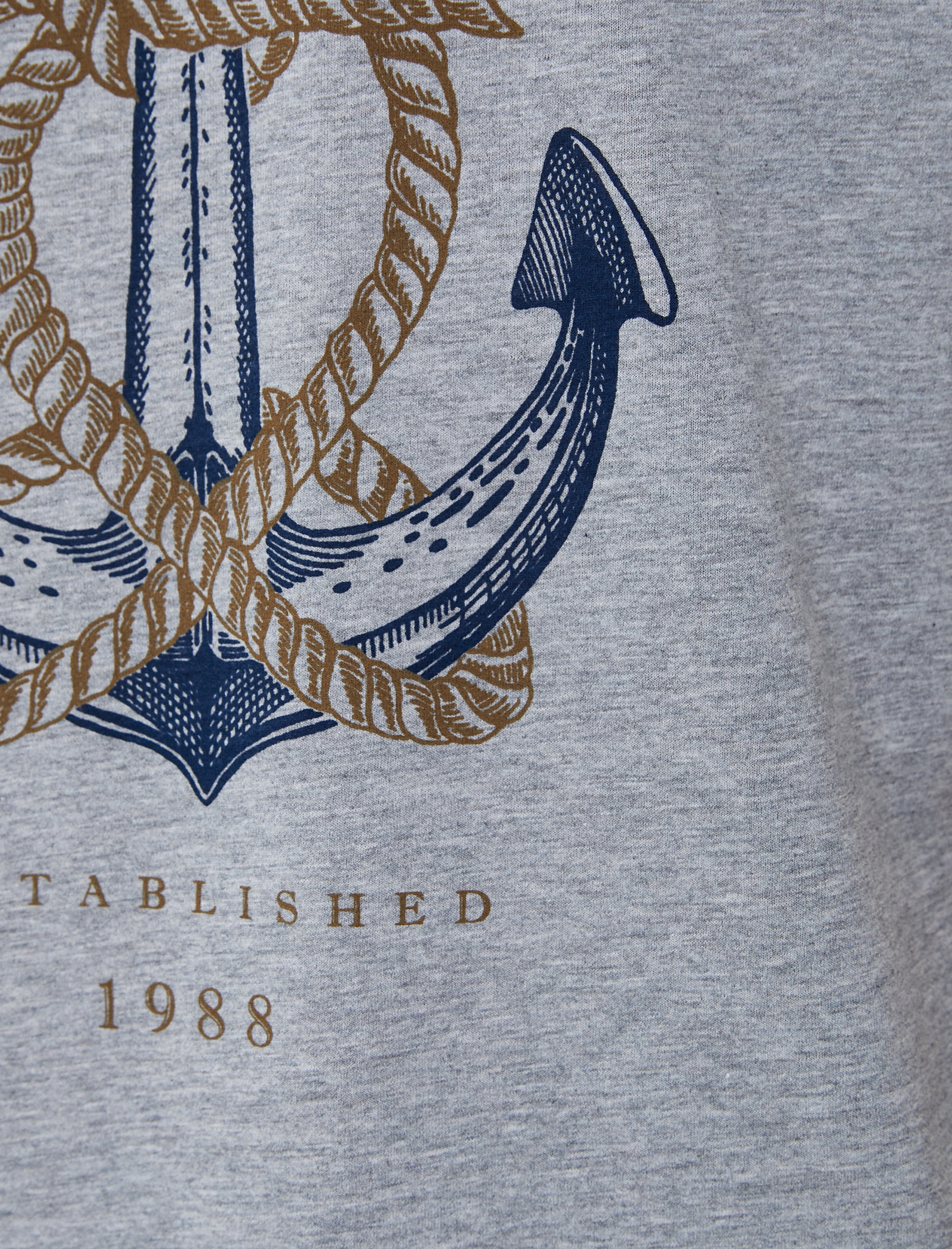   Baskılı Tişört Denizci Temalı Slim Fit Bisiklet Yaka