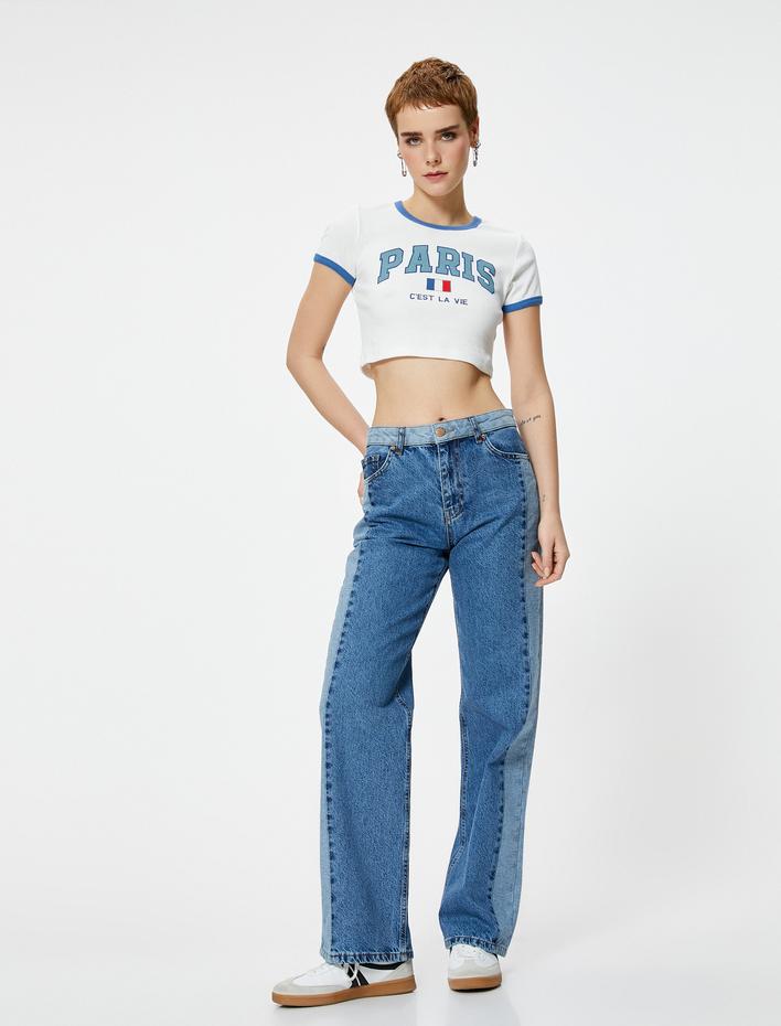  Straight Jean Çift Renkli Cepli Pamuklu - Nora 90's Jeans