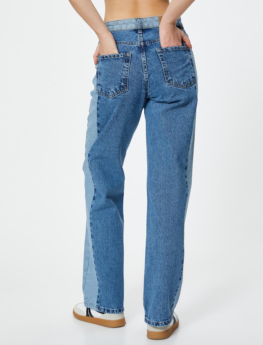   Straight Jean Çift Renkli Cepli Pamuklu - Nora 90's Jeans