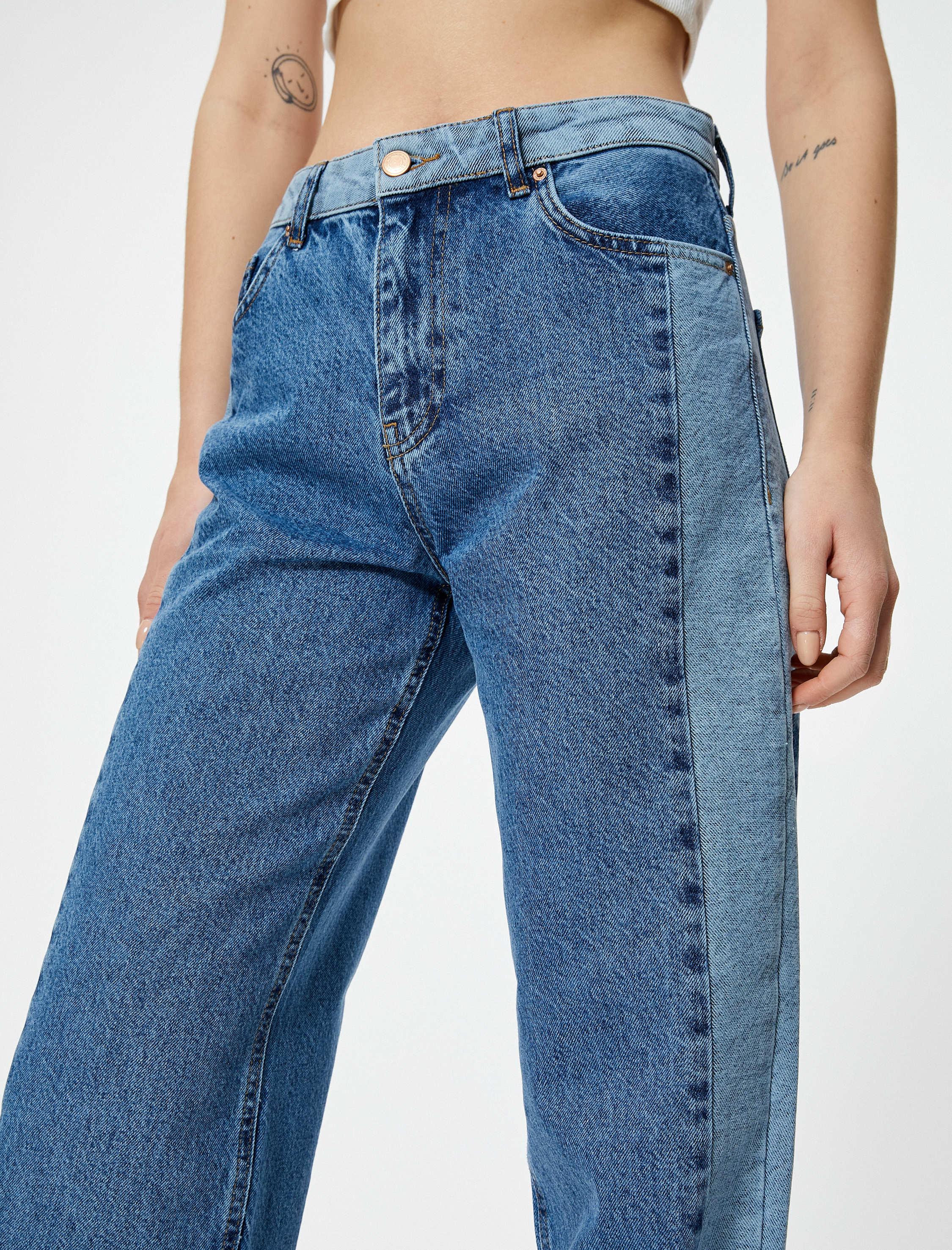   Straight Jean Çift Renkli Cepli Pamuklu - Nora 90's Jeans