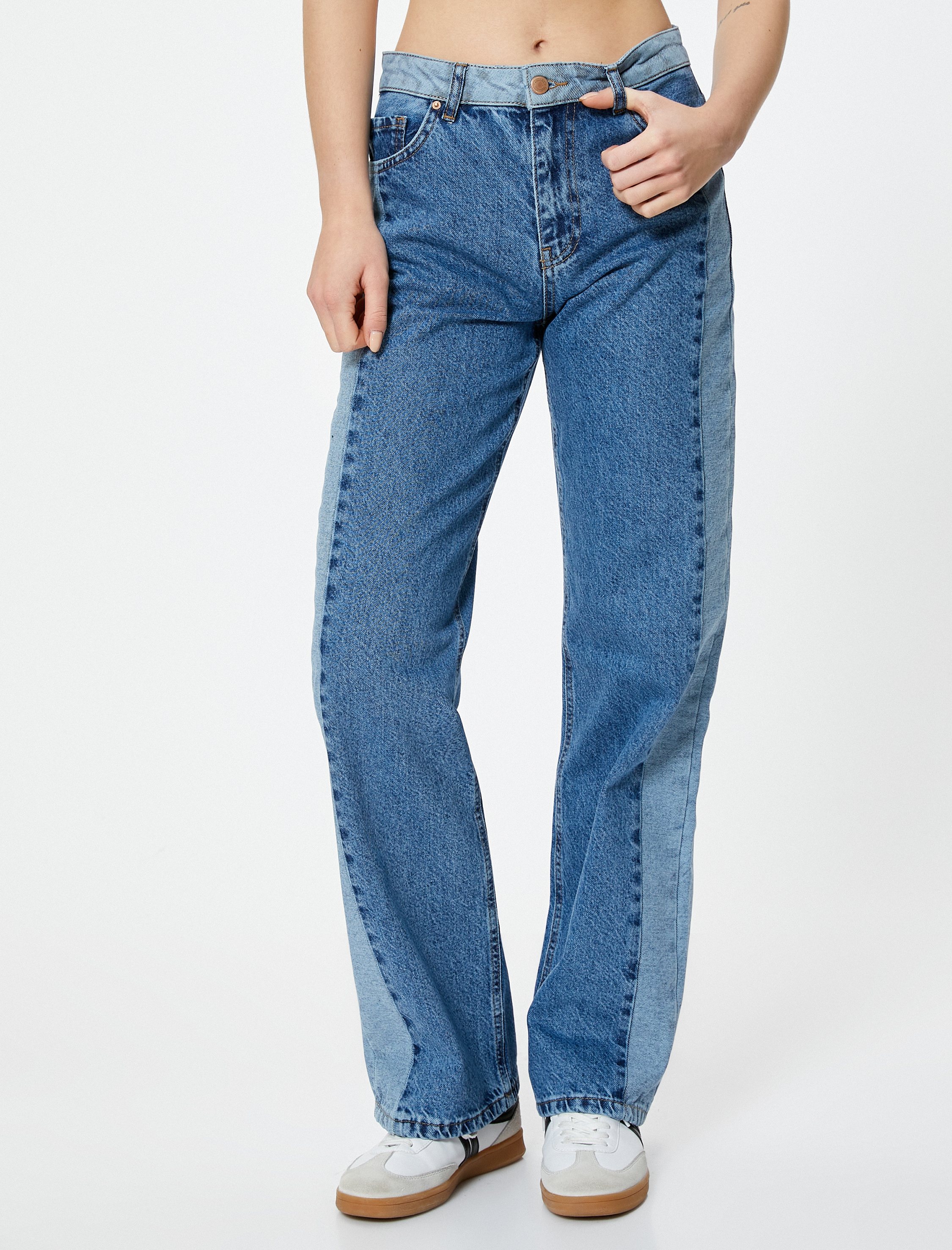   Straight Jean Çift Renkli Cepli Pamuklu - Nora 90's Jeans