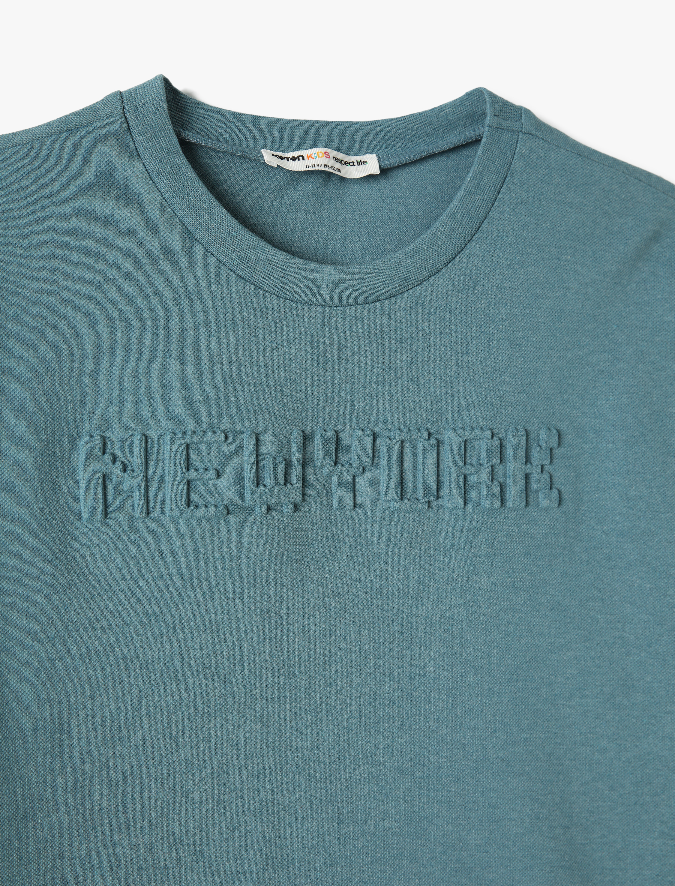  Erkek Çocuk Tişört New York Baskılı Kısa Kollu Bisiklet Yaka Pamuklu