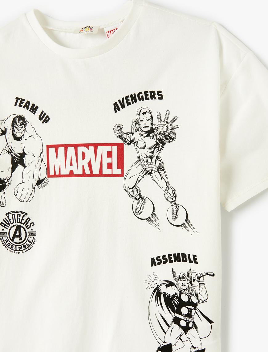  Erkek Çocuk Marvel Tişört Lisanslı Kısa Kollu Bisiklet Yaka Pamuklu