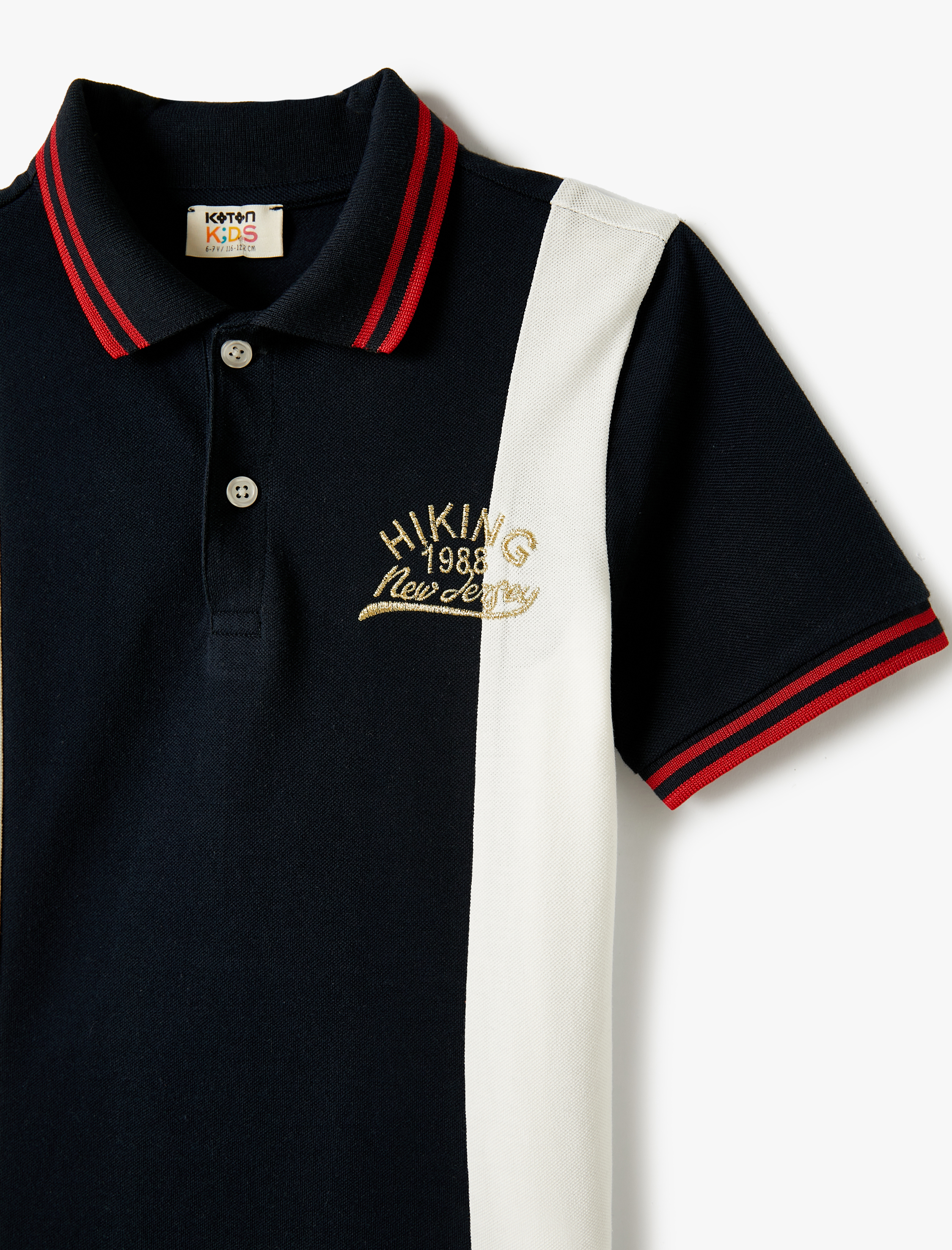  Erkek Çocuk Polo Tişört Kısa Kollu Düğmeli Şerit Detaylı