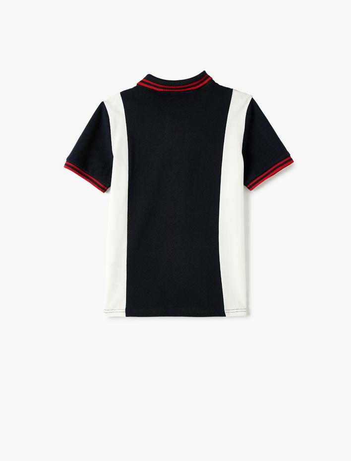 Erkek Çocuk Polo Tişört Kısa Kollu Düğmeli Şerit Detaylı