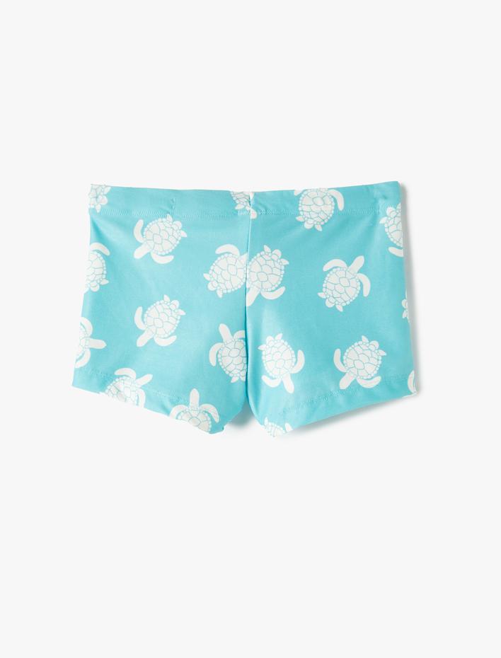 Erkek Çocuk Mayo Kaplumbağa Baskılı Beli Bağlamalı