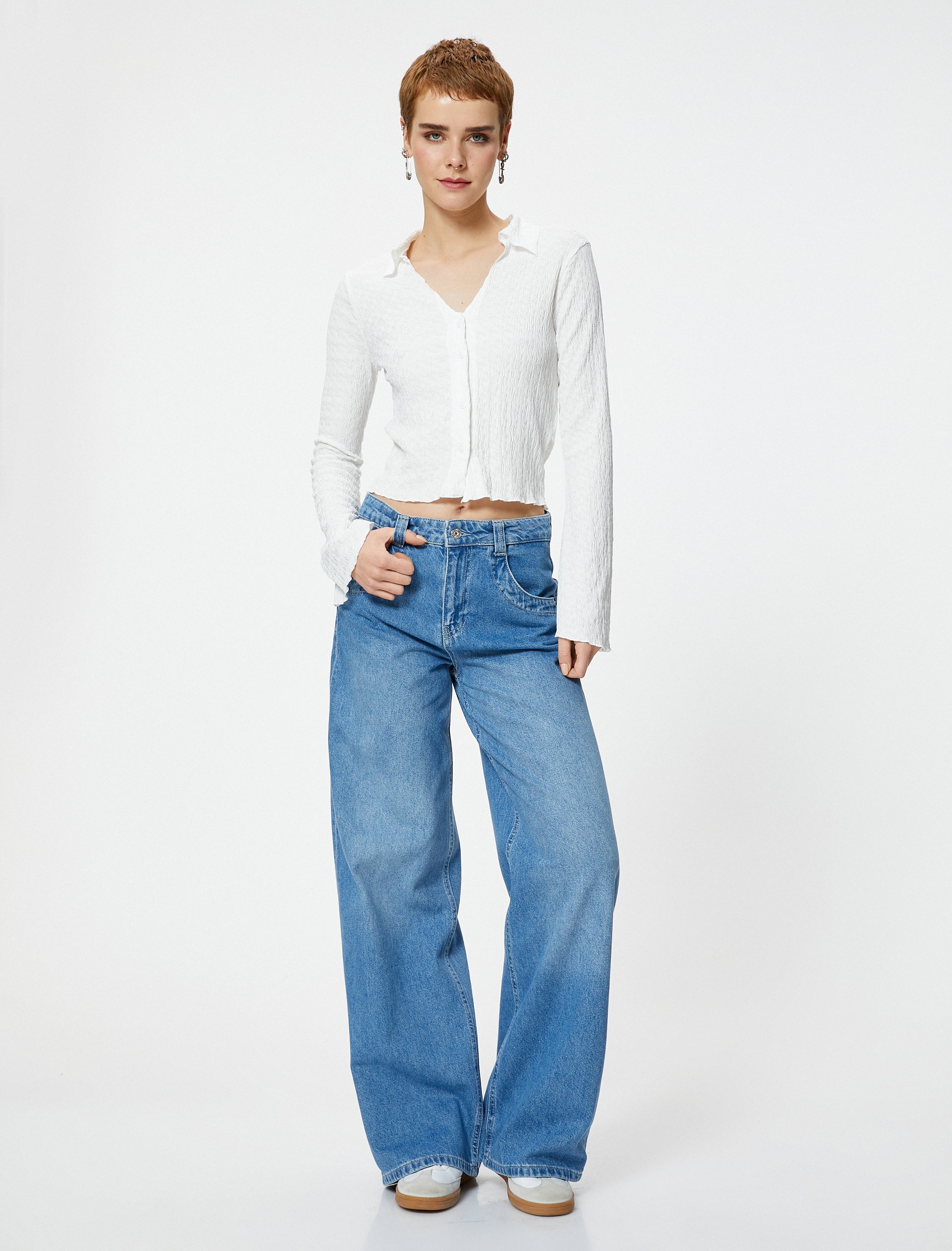   Uzun Çan Kol Gömlek Dokulu Slim Fit Bürümcük