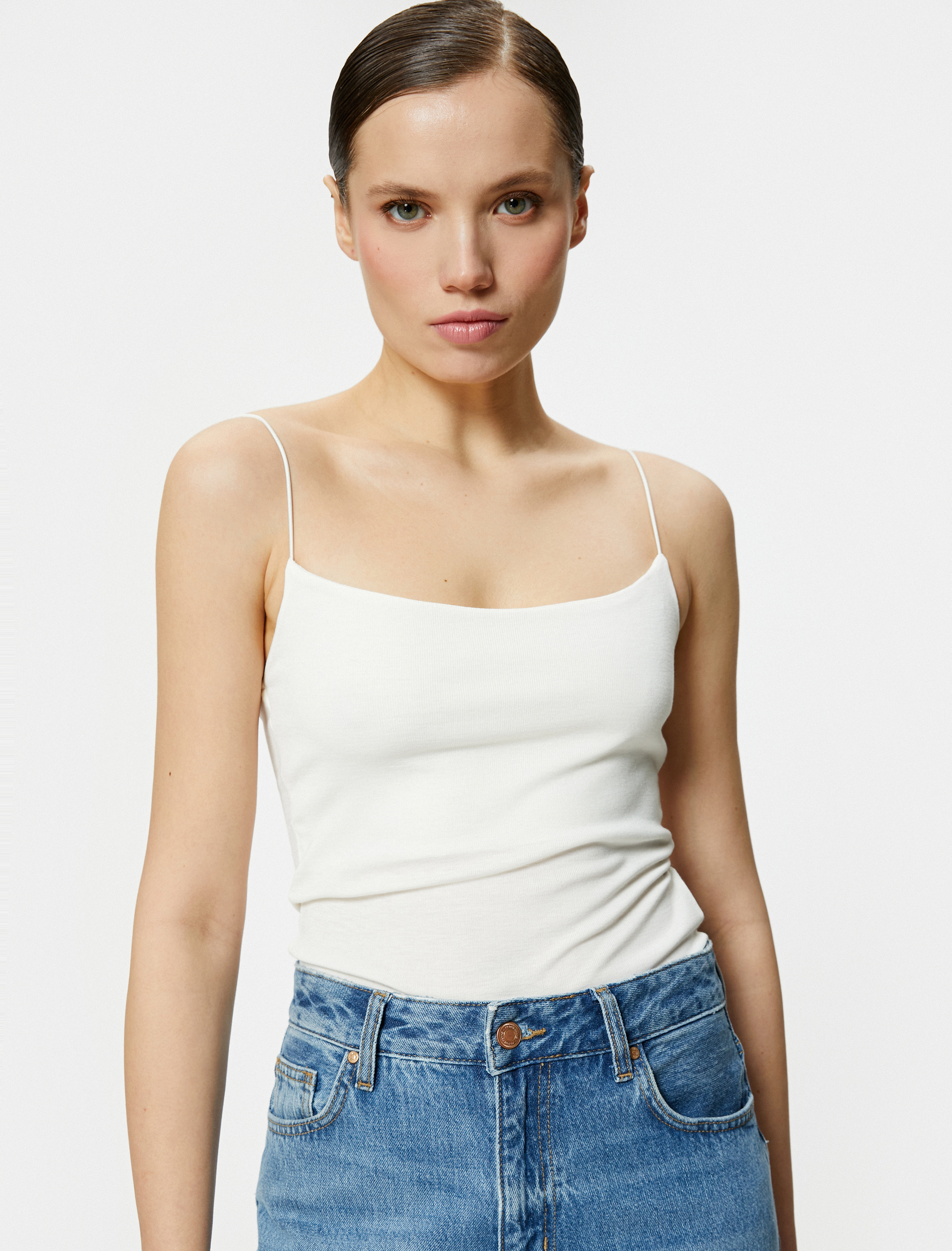   İnce Askılı Atlet Viskoz Kumaş Karışımlı