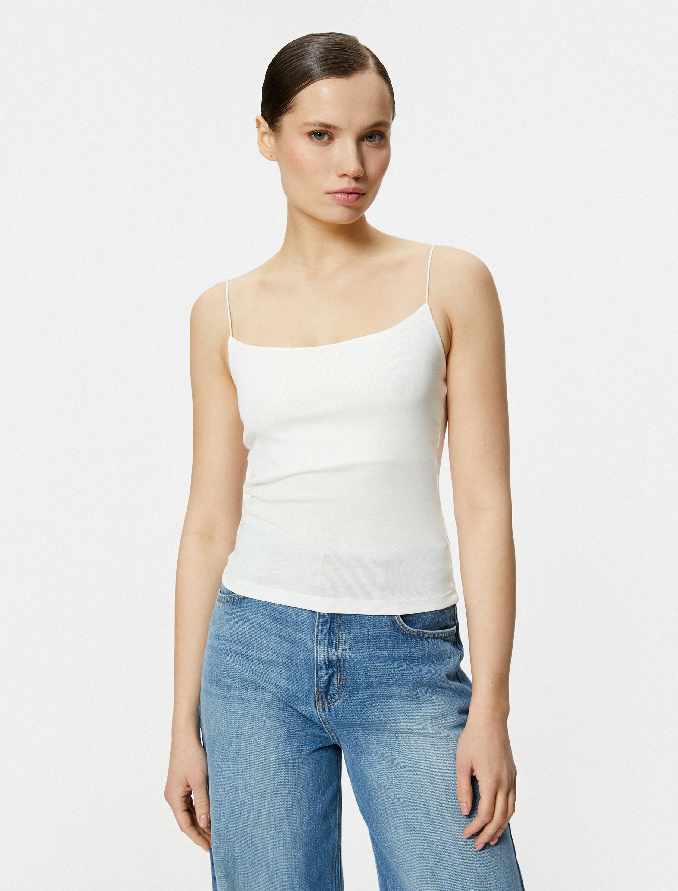   İnce Askılı Atlet Viskoz Kumaş Karışımlı