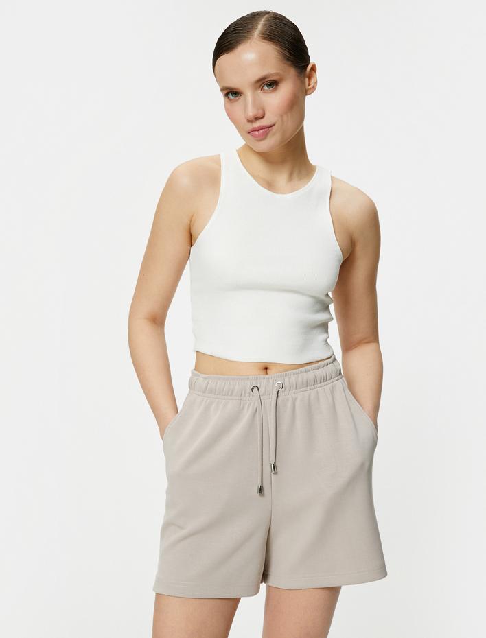  Beli Bağcıklı Şort Cep Detaylı Modal Karışımlı