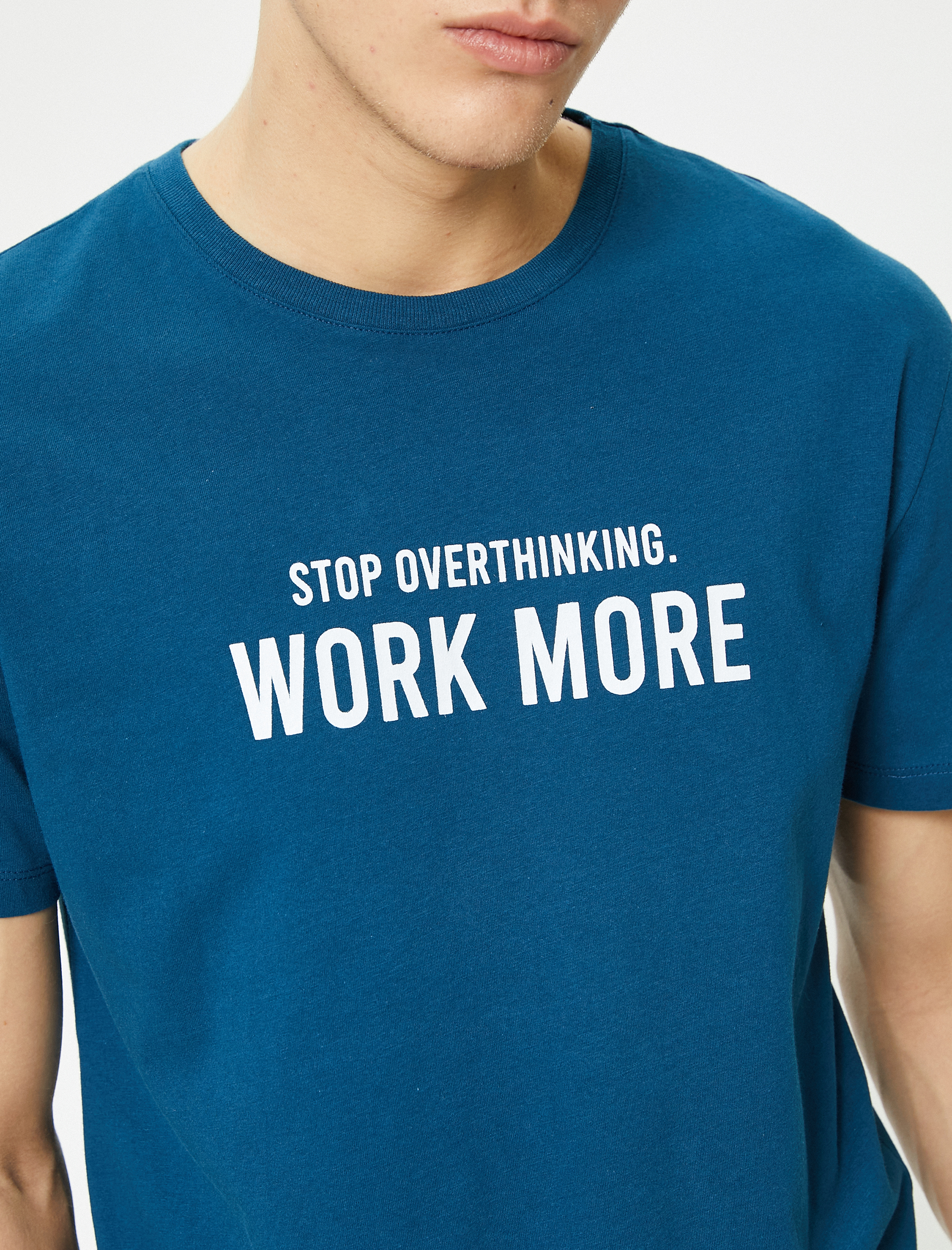   Spor Tişört Slogan Baskılı Bisiklet Yaka Kısa Kollu