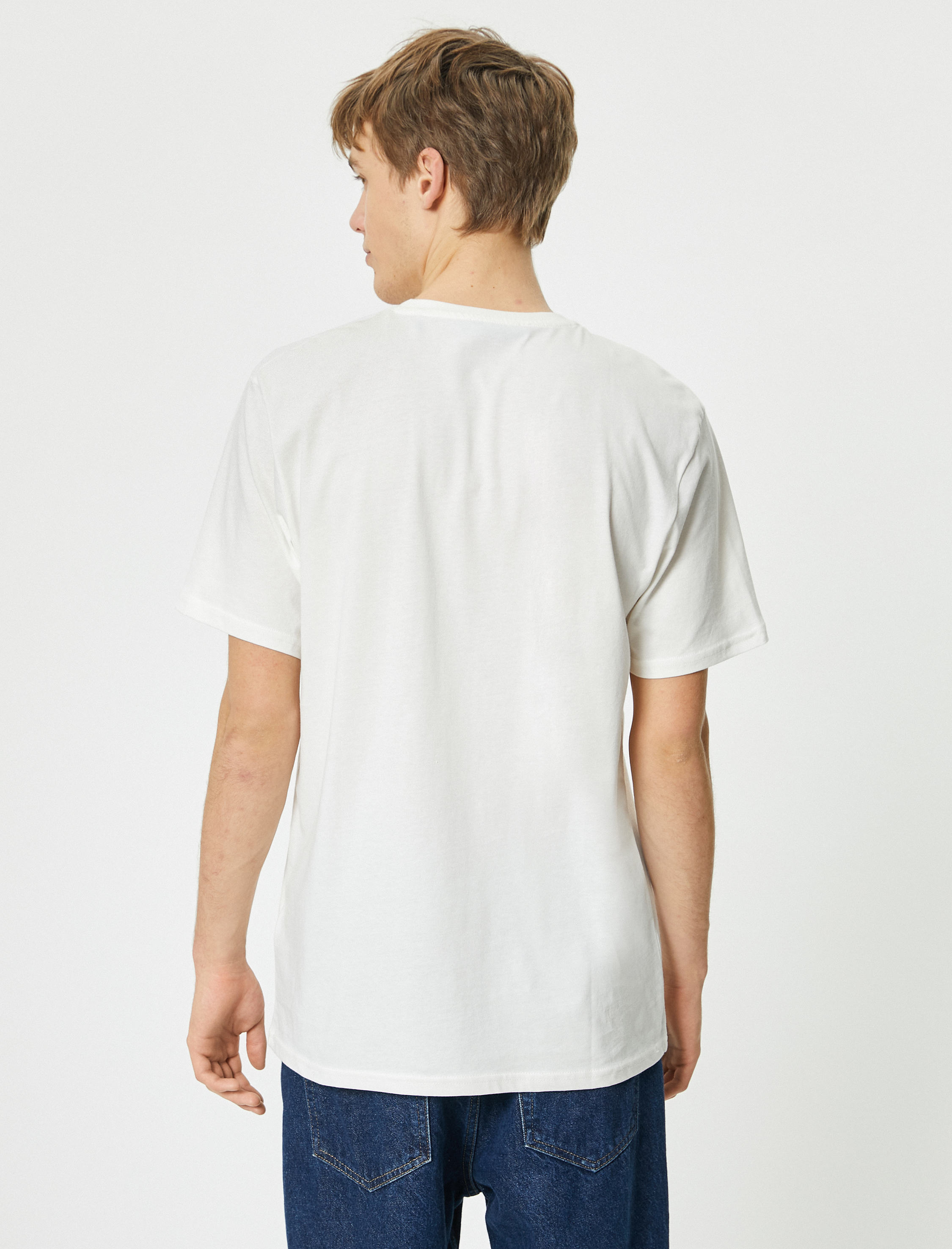   Baskılı Tişört Kısa Kollu Bisiklet Yaka Pamuklu