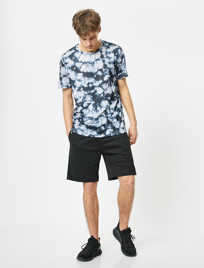  Spor Tişört Soyut Baskılı Bisiklet Yaka Kısa Kollu