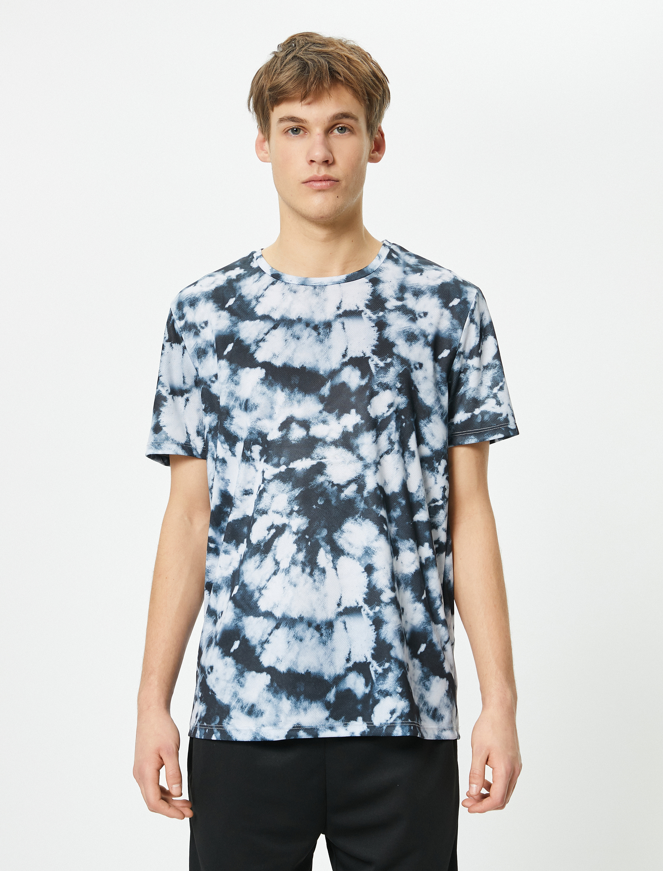   Spor Tişört Soyut Baskılı Bisiklet Yaka Kısa Kollu