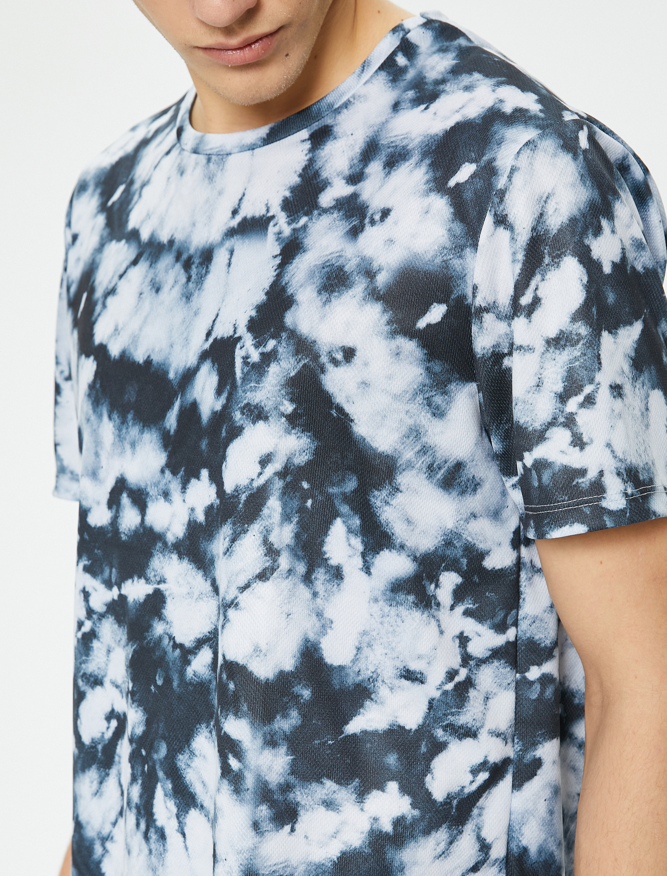   Spor Tişört Soyut Baskılı Bisiklet Yaka Kısa Kollu