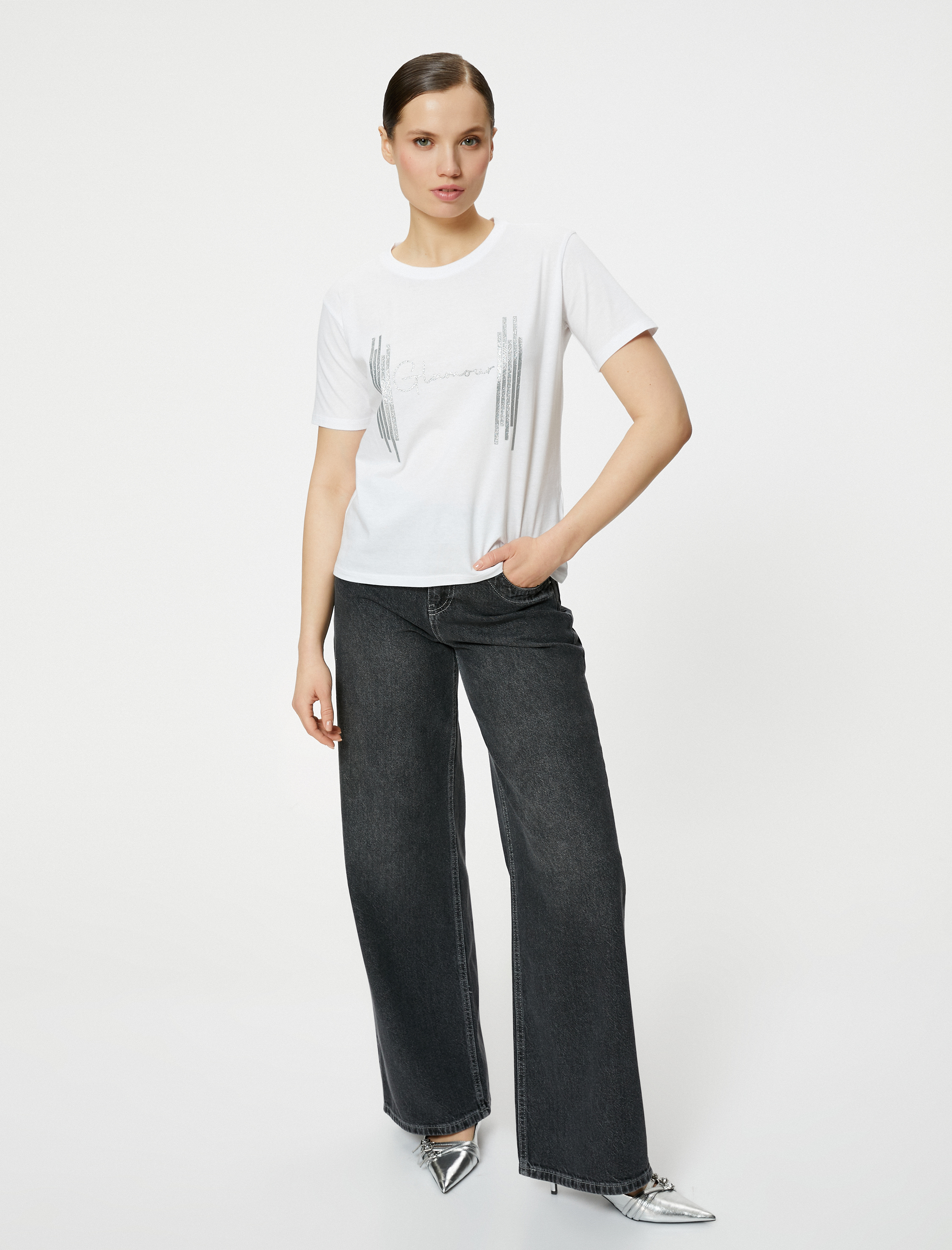   Slogan Baskılı Tişört Bisiklet Yaka Kısa Kollu Pamuklu Standart Kesim