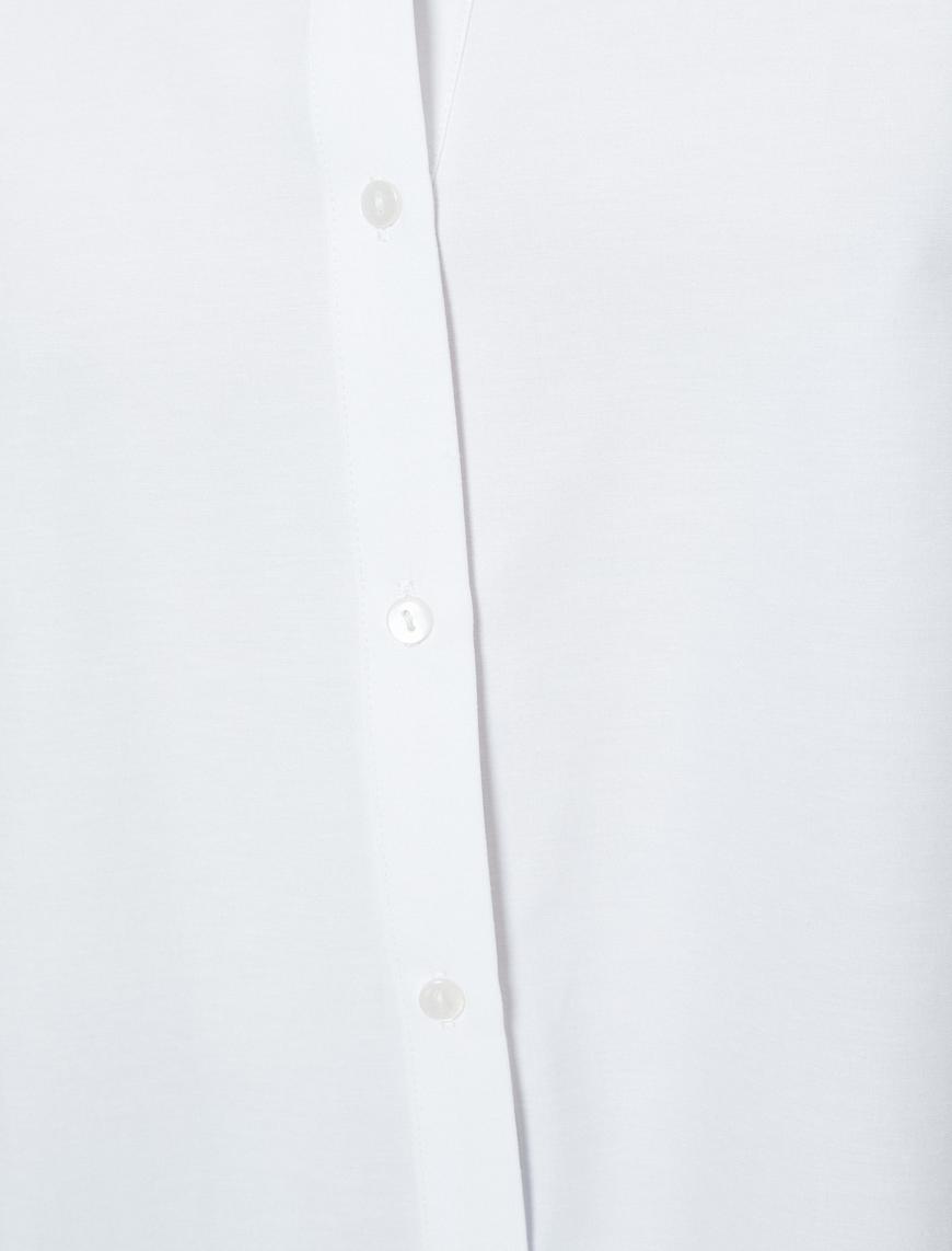   Oversize Poplin Gömlek Uzun Kollu Düğmeli Klasik Yaka