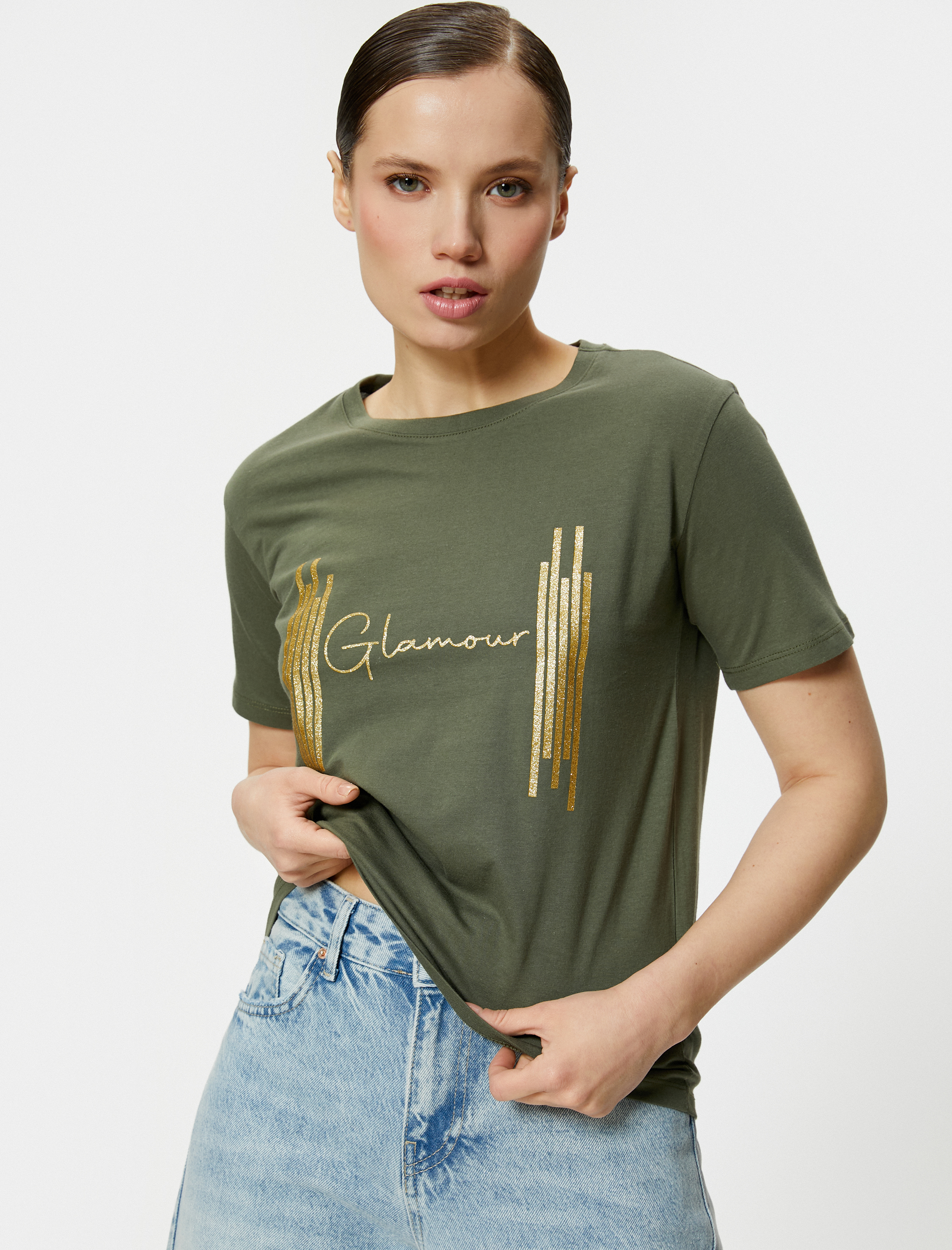   Slogan Baskılı Tişört Bisiklet Yaka Kısa Kollu Pamuklu Standart Kesim