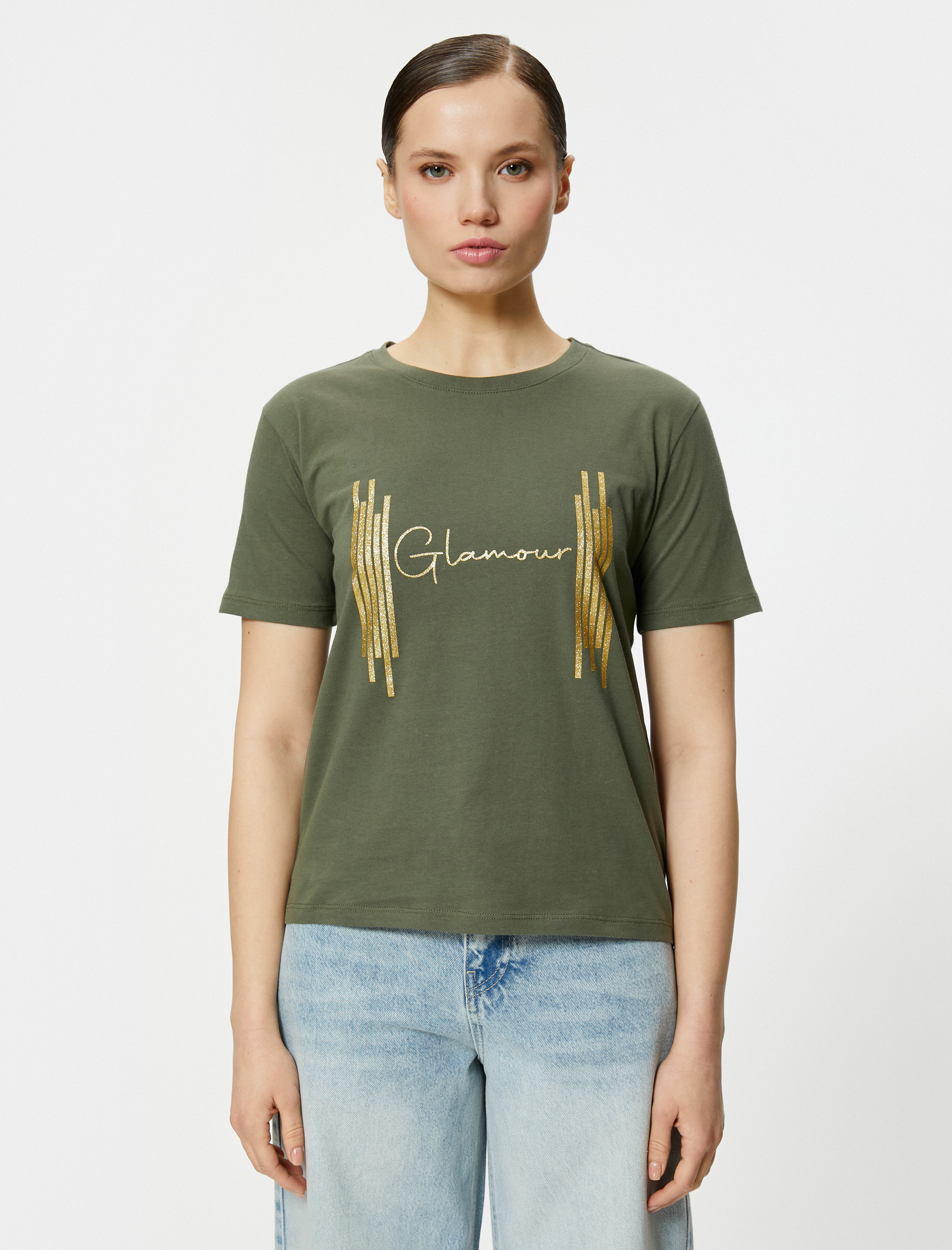   Slogan Baskılı Tişört Bisiklet Yaka Kısa Kollu Pamuklu Standart Kesim