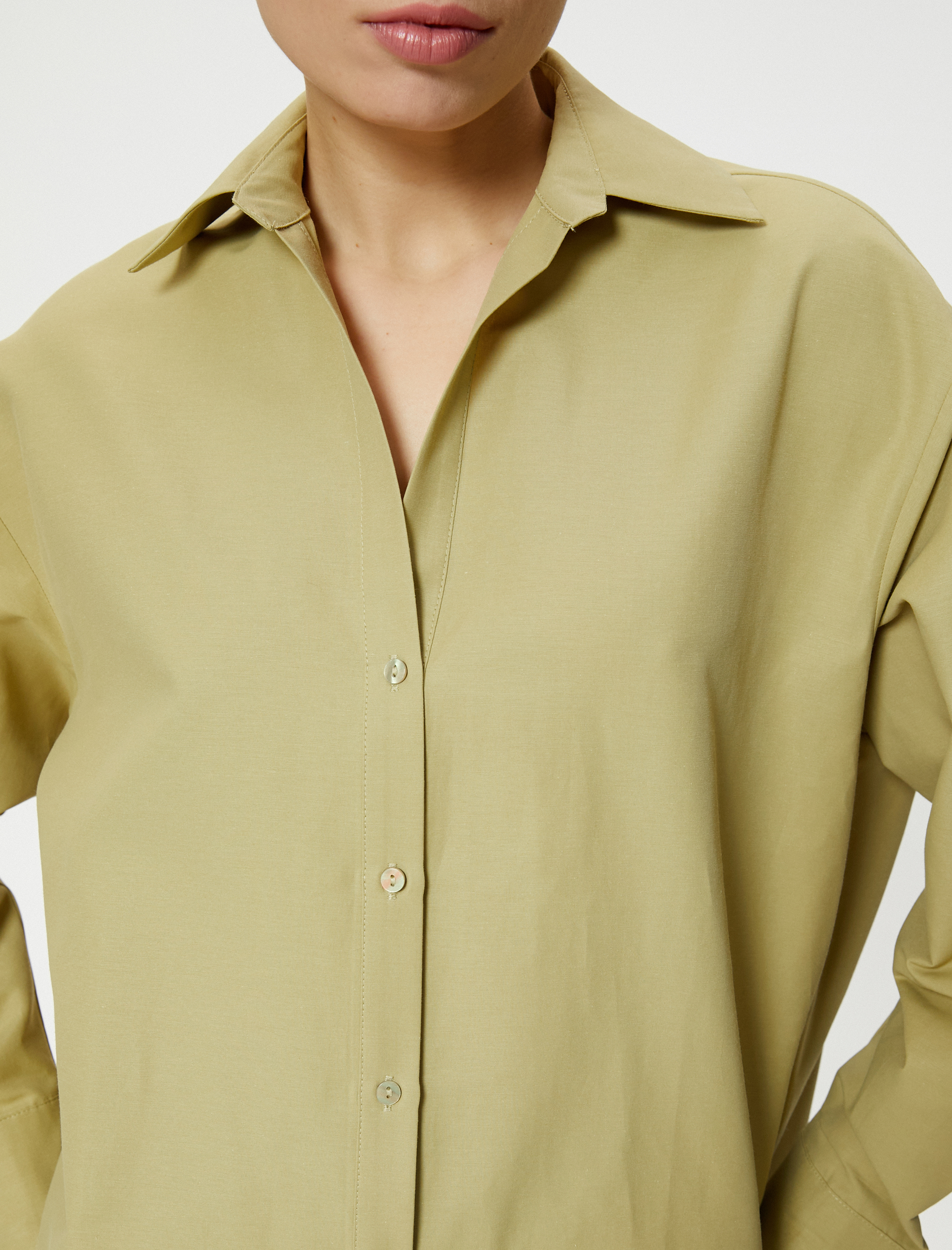 Oversize Poplin Gömlek Uzun Kollu Düğmeli Klasik Yaka