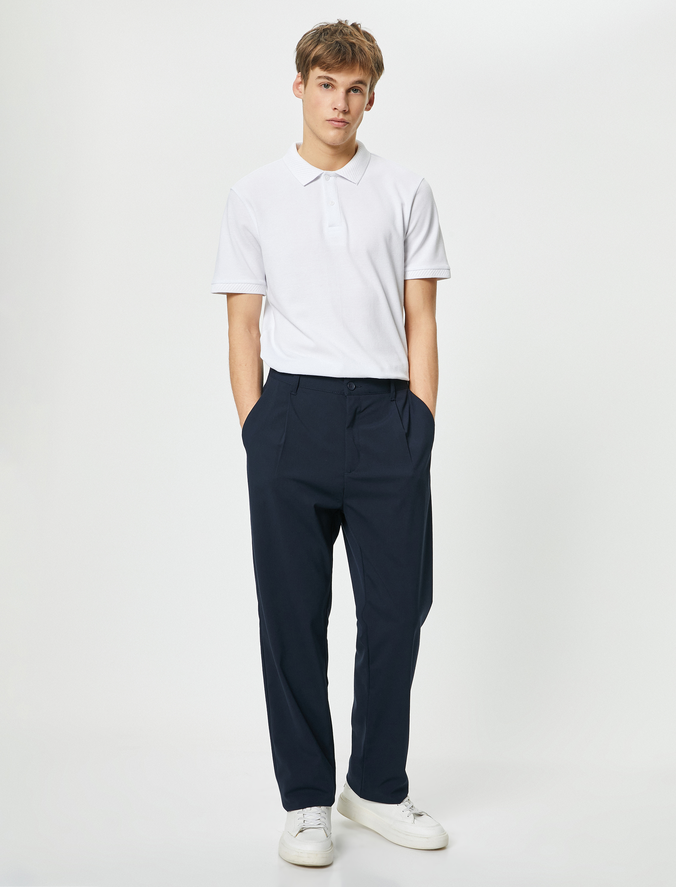   Yakalı Tişört Düğmeli Slim Fit Kısa Kollu