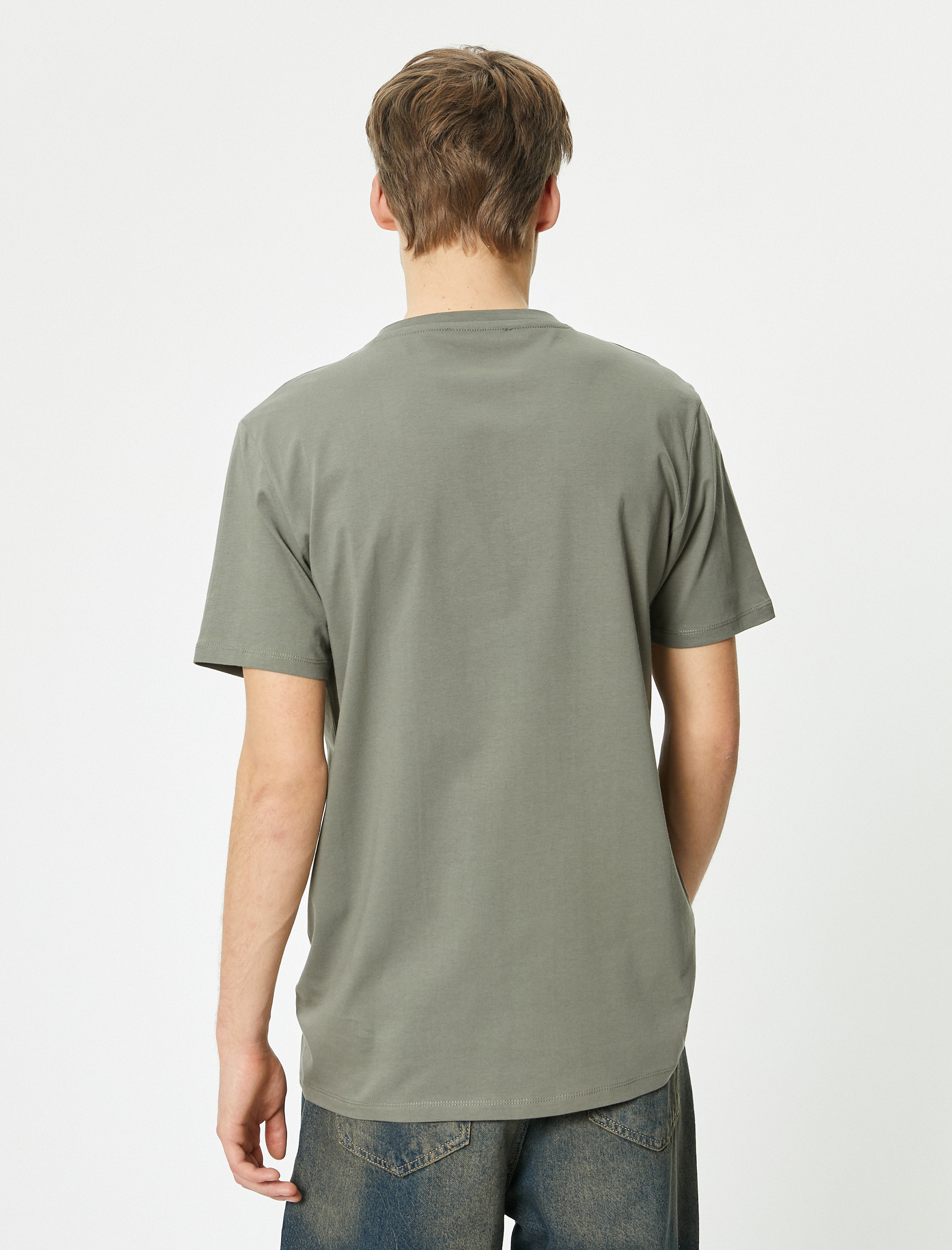   V Yaka Tişört Slim Fit Kısa Kollu Pamuklu