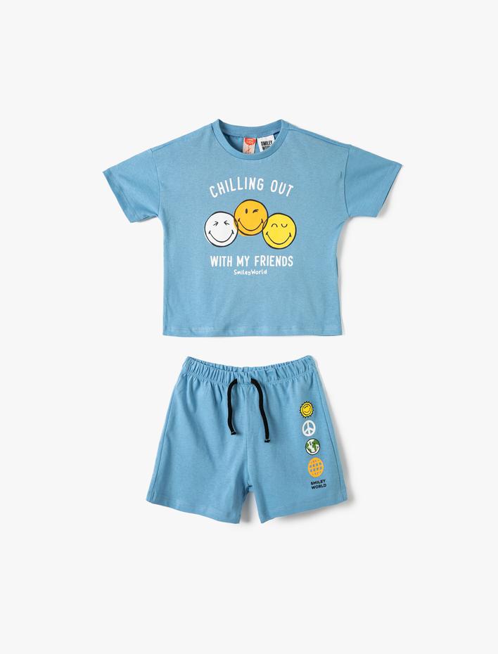 Erkek Bebek SmileyWorld® Şort Tişört Takım Lisanslı Pamuklu