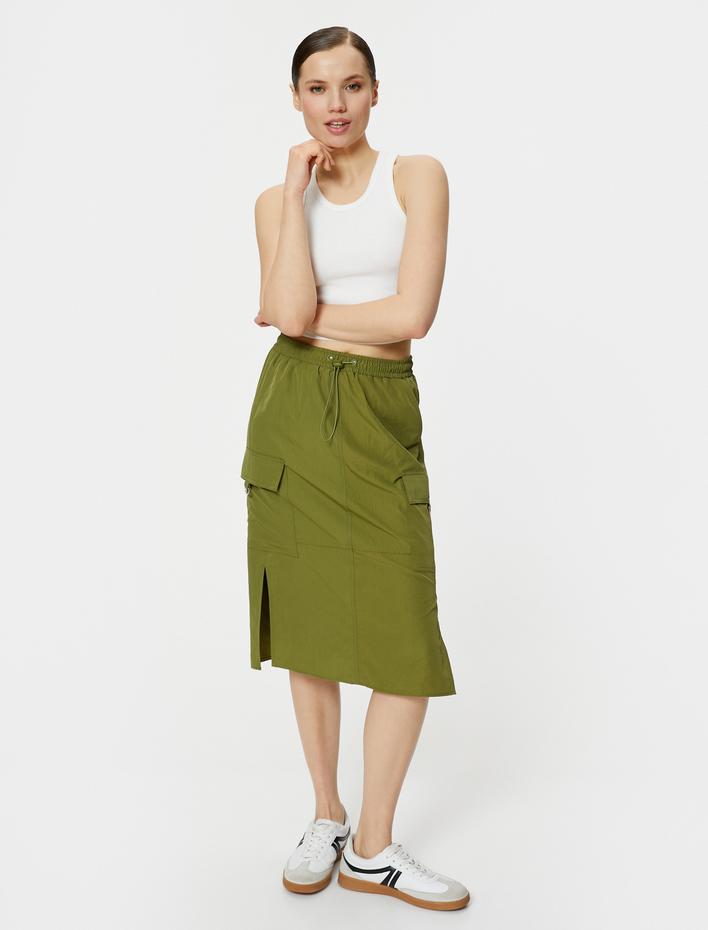  Paraşüt Etek Kargo Cepli Beli Lastikli Stoperli