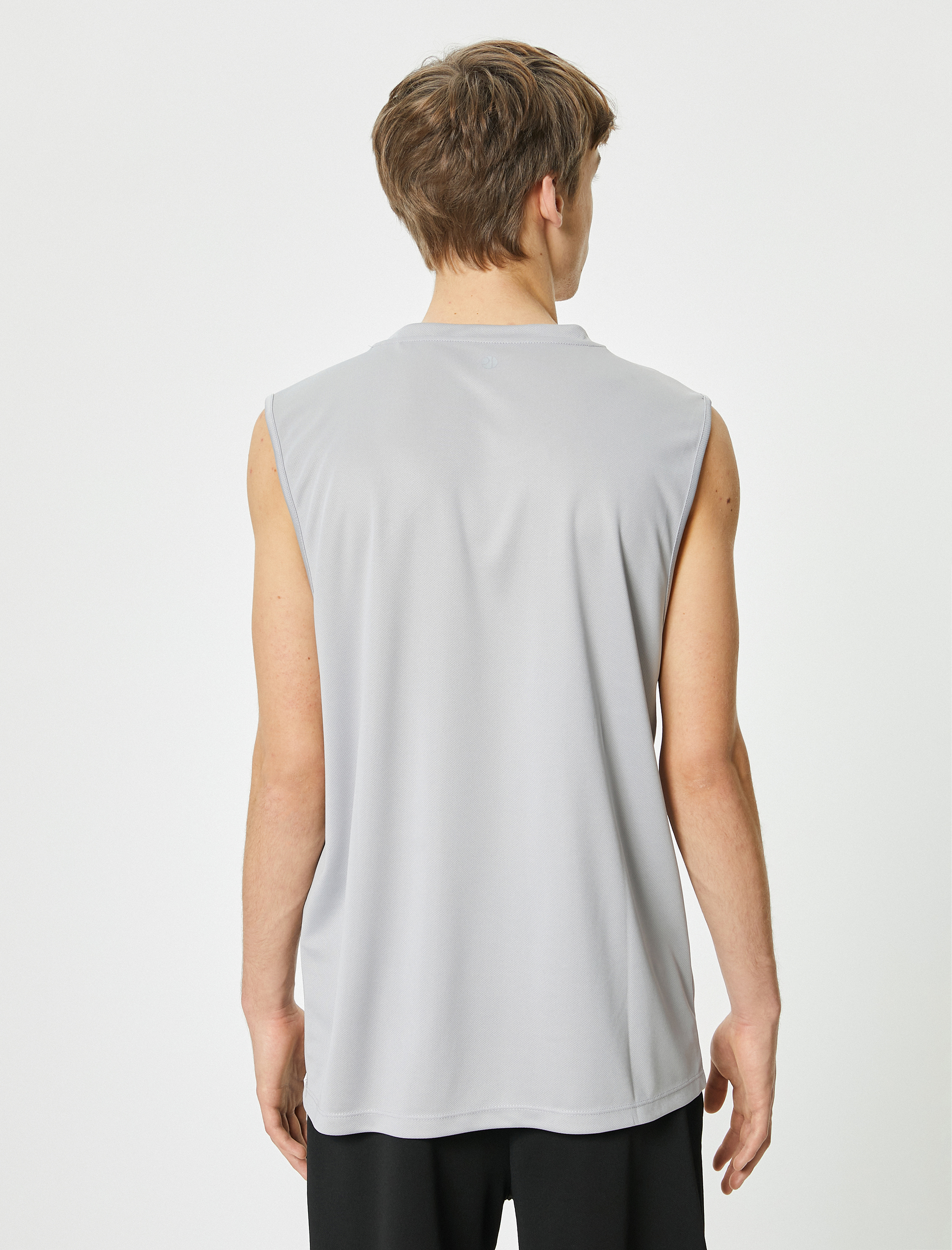   Sporcu Atleti Slogan Baskılı Bisiklet Yaka Kolsuz