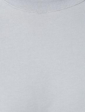 Bisiklet Yaka Tişört Dikiş Detaylı Düşük Omuzlu_5