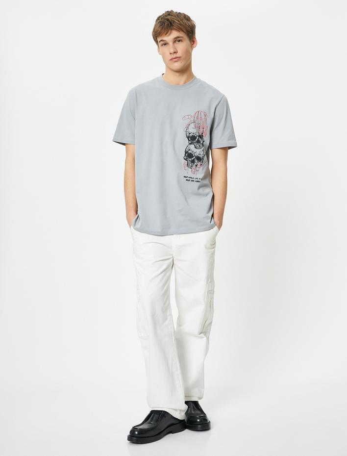  Kuru Kafa Baskılı Tişört Sloganlı Bisiklet Yaka Kısa Kollu