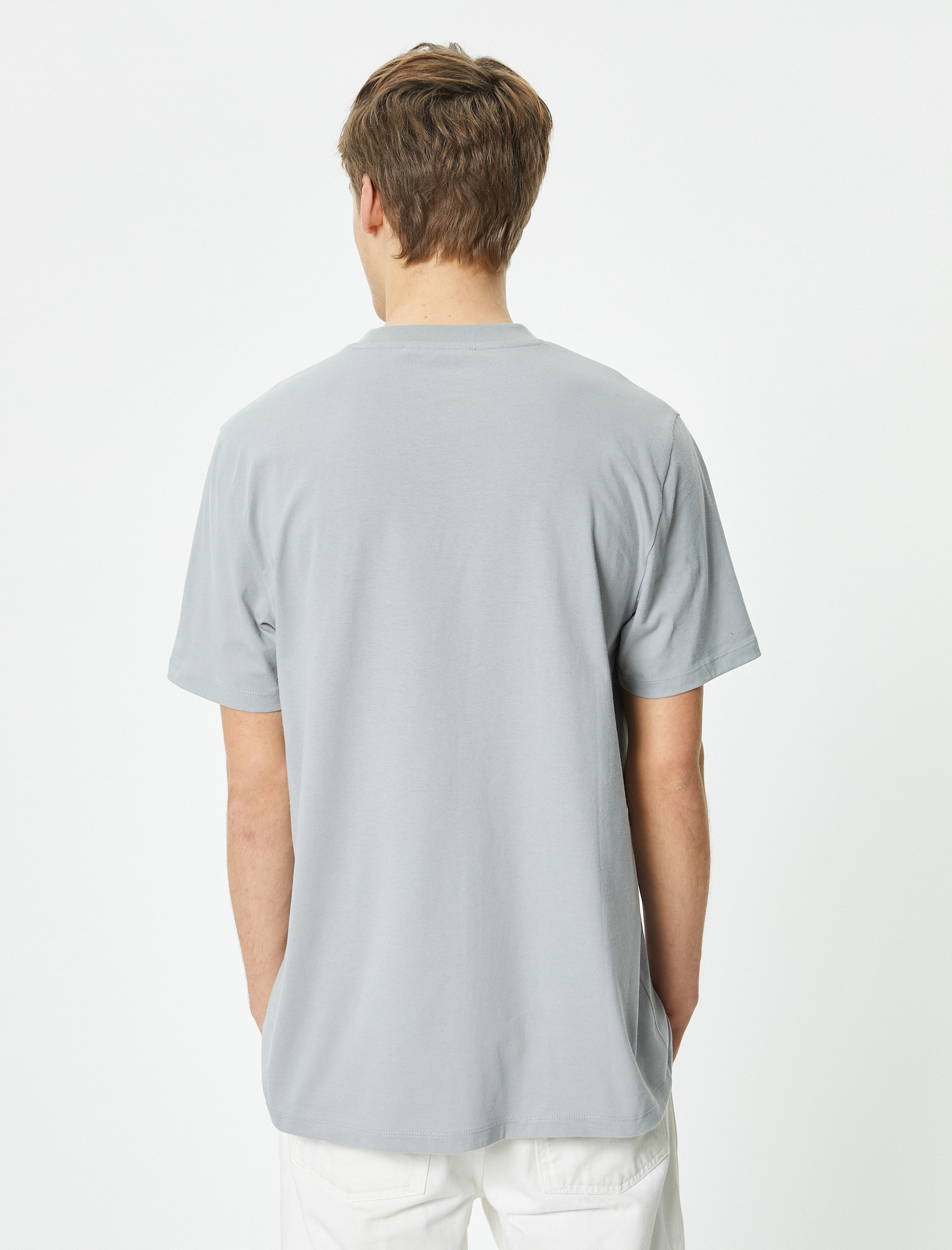   Kuru Kafa Baskılı Tişört Sloganlı Bisiklet Yaka Kısa Kollu