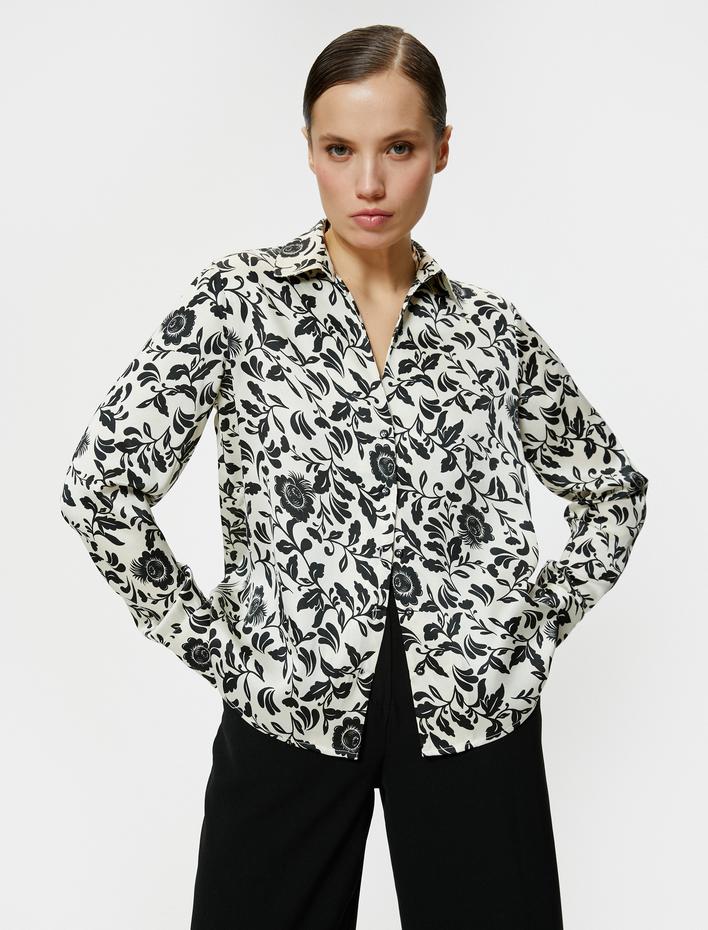  Desenli Uzun Kollu Düğmeli Gömlek