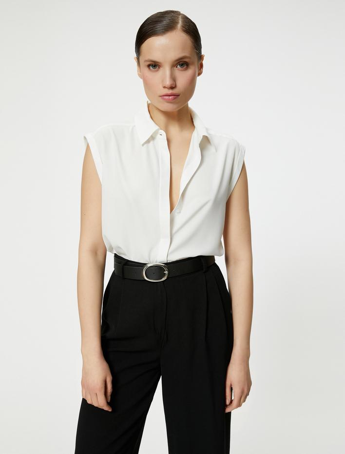  Kolsuz Gömlek Düğmeli Klasik Yaka Standart Kesim