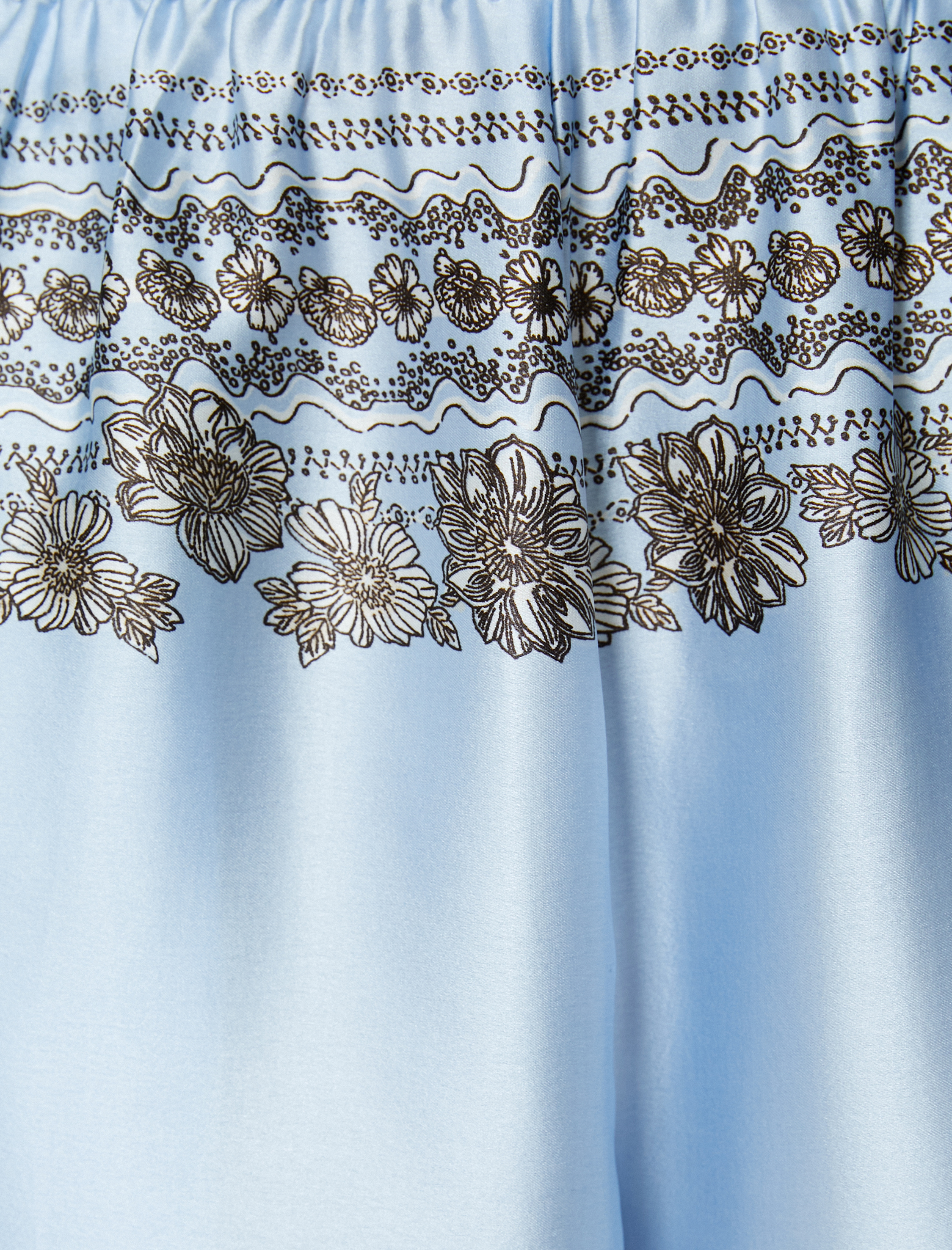   Bol Paça Pantolon Çiçekli Saten Beli Lastikli