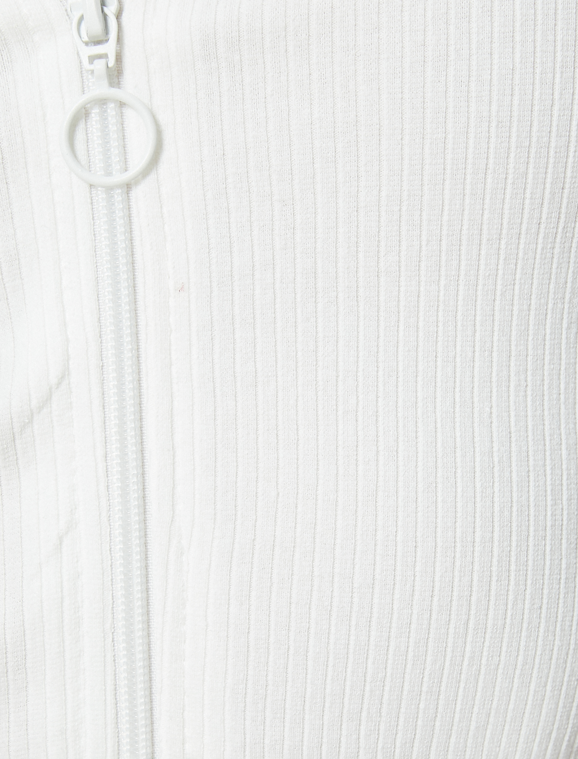   Fermuarlı Polo Yaka Tişört Uzun Kollu Ribanalı Slim Fit Pamuklu