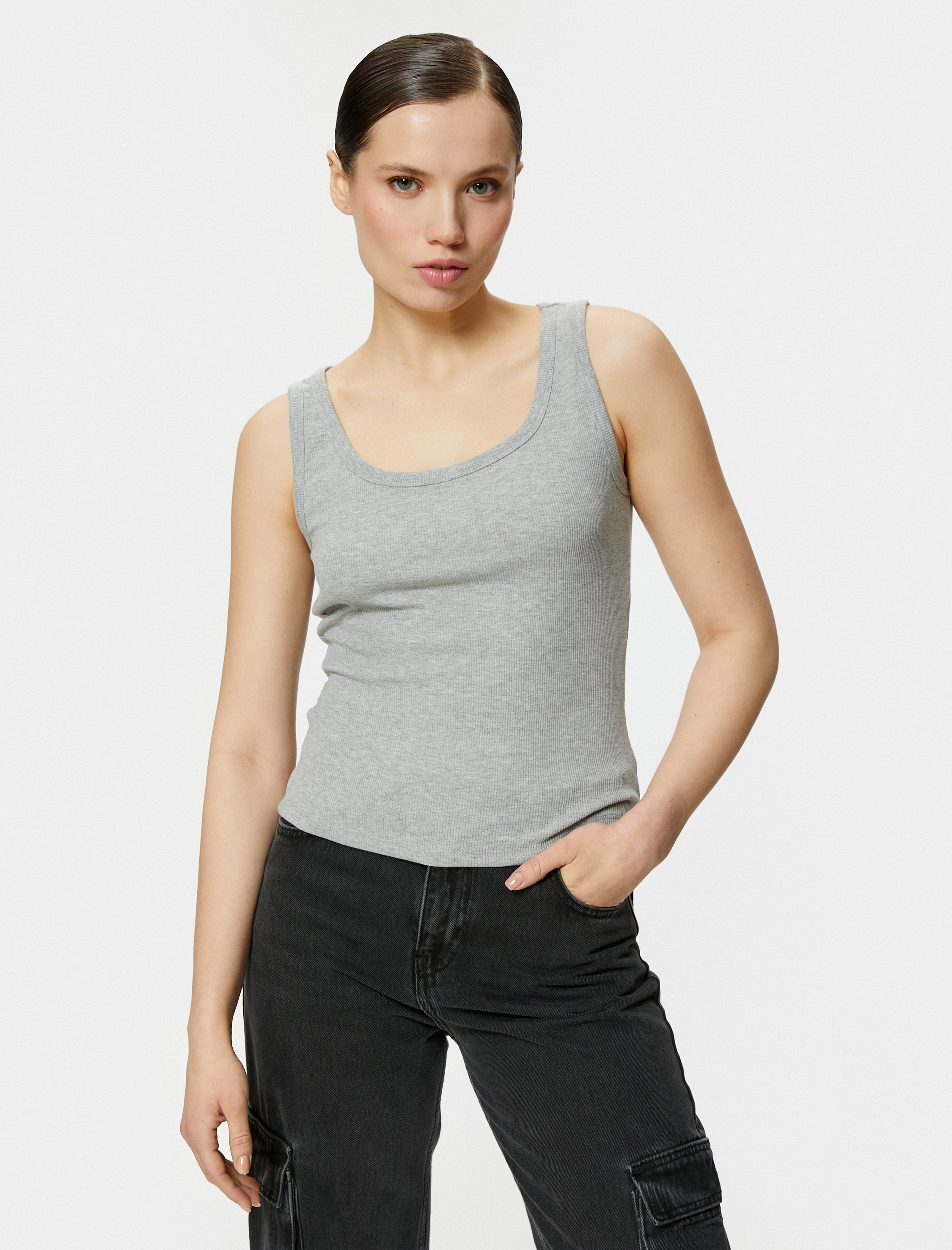   Fitilli Atlet U Yaka Kalın Askılı