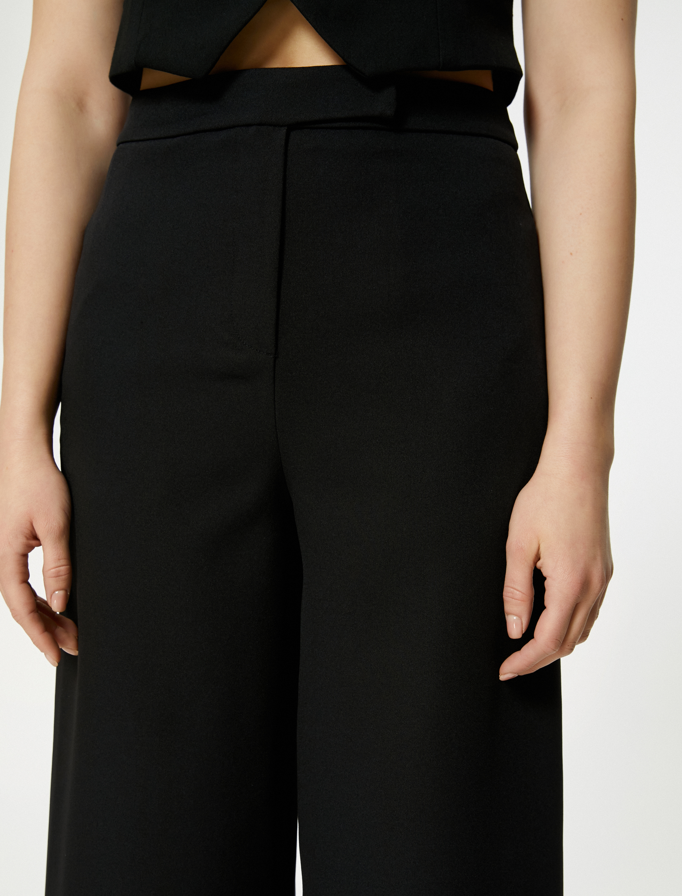   Bol Paça Culotte Pantolon Cepli Yüksek Bel