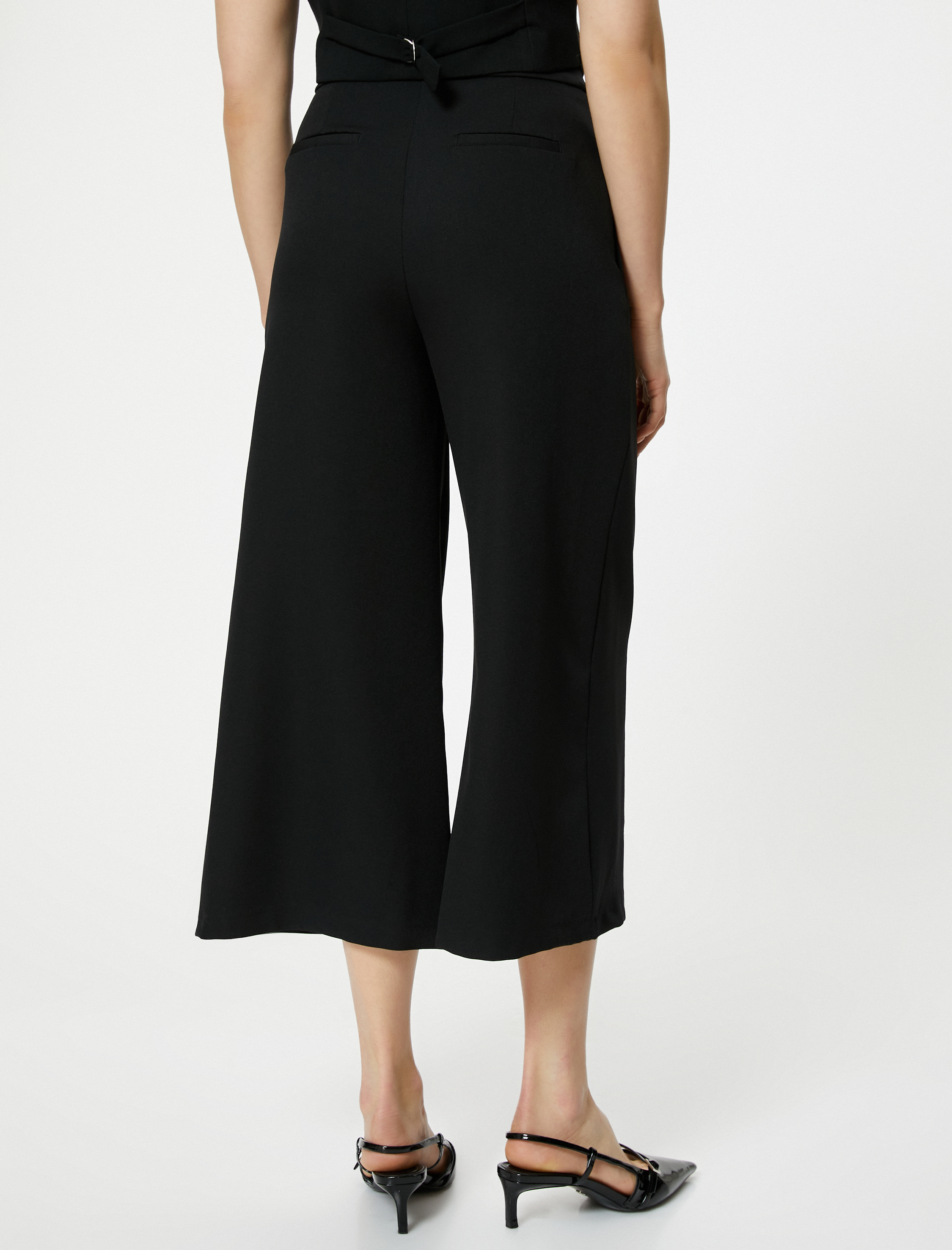   Bol Paça Culotte Pantolon Cepli Yüksek Bel