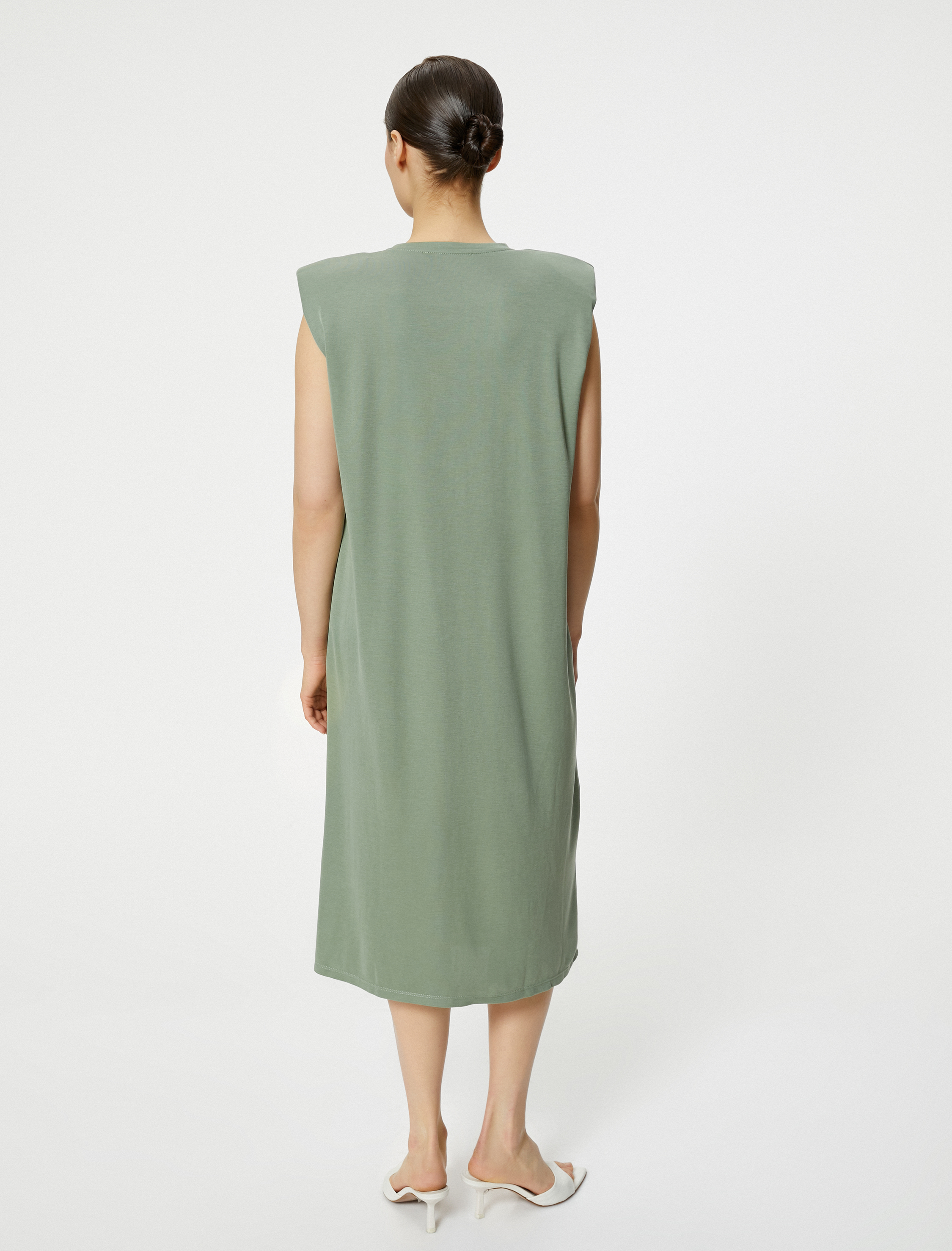   Midi Vatkalı Elbise Rahat Kesim Cep Detaylı Vatkalı Modal Karışımlı