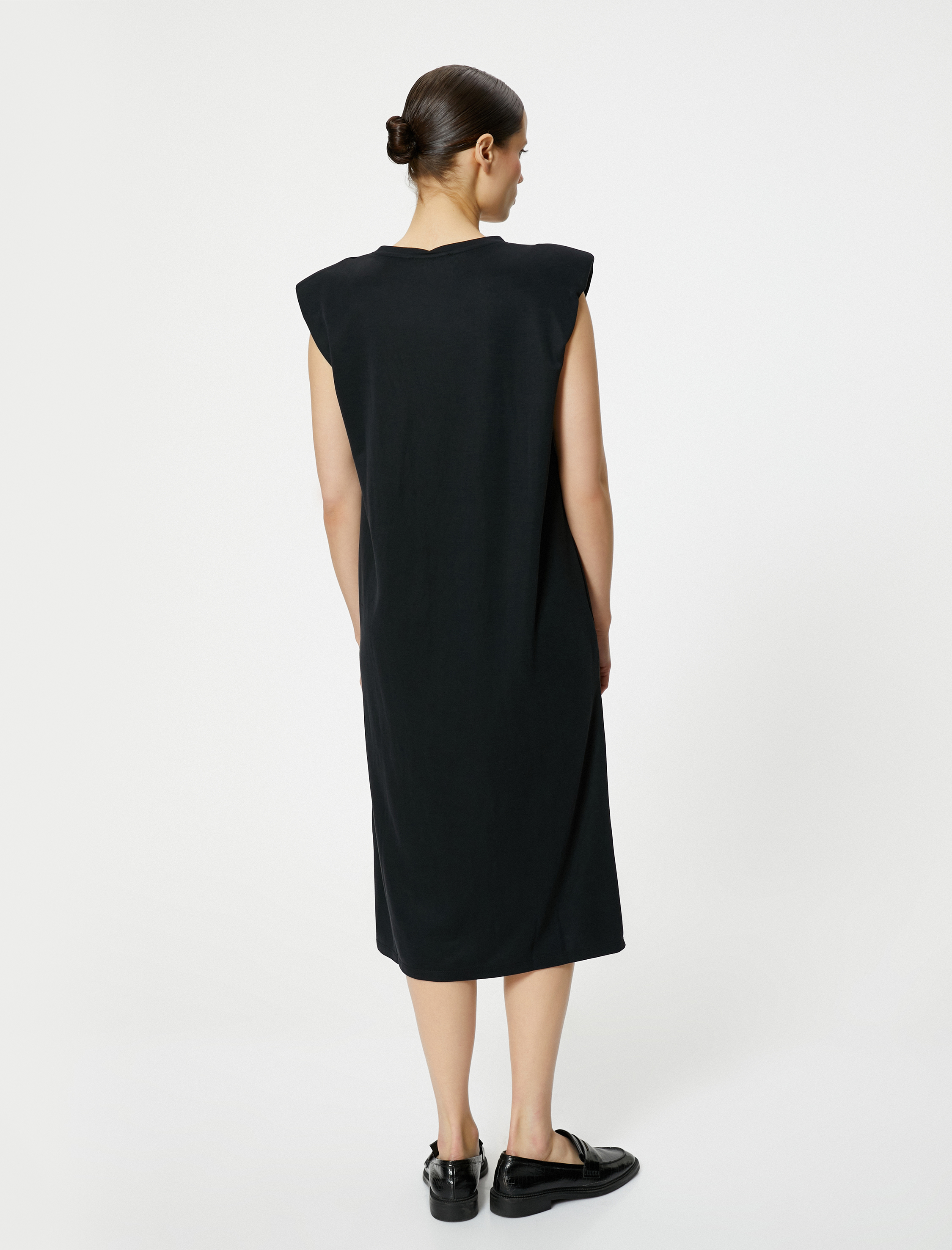   Midi Vatkalı Elbise Rahat Kesim Cep Detaylı Vatkalı Modal Karışımlı