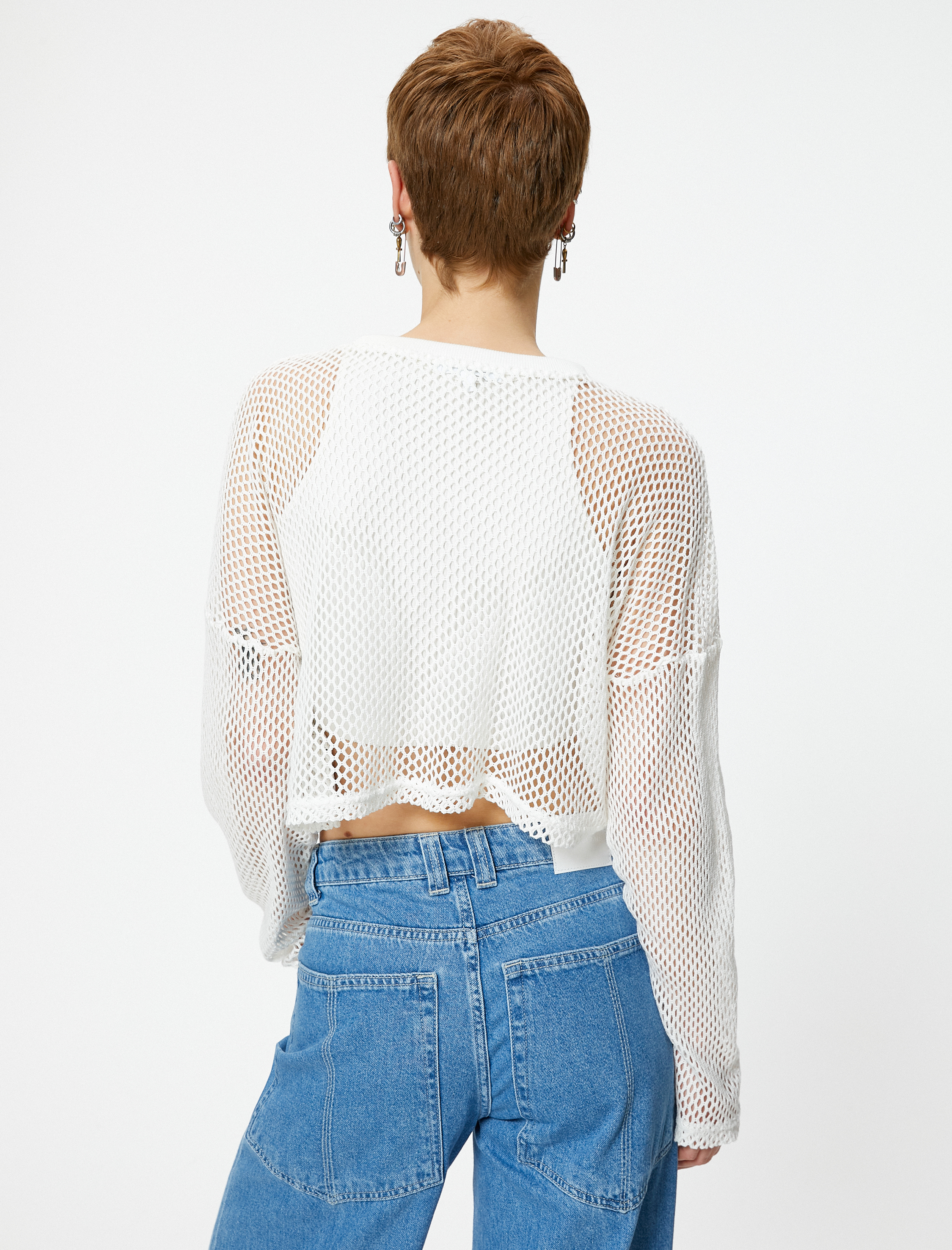   Crop File Tişört Uzun Kollu Bisiklet Yaka