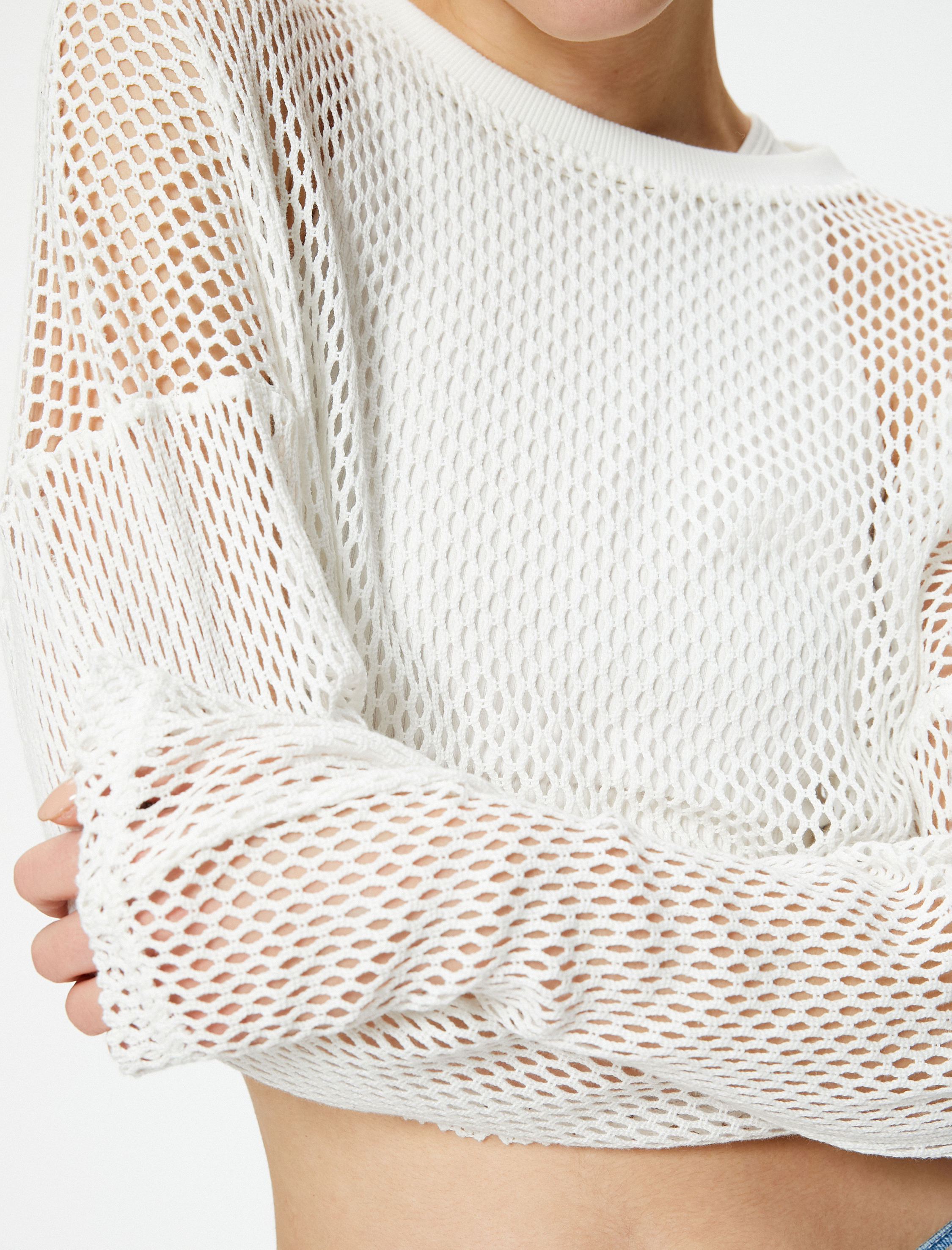   Crop File Tişört Uzun Kollu Bisiklet Yaka