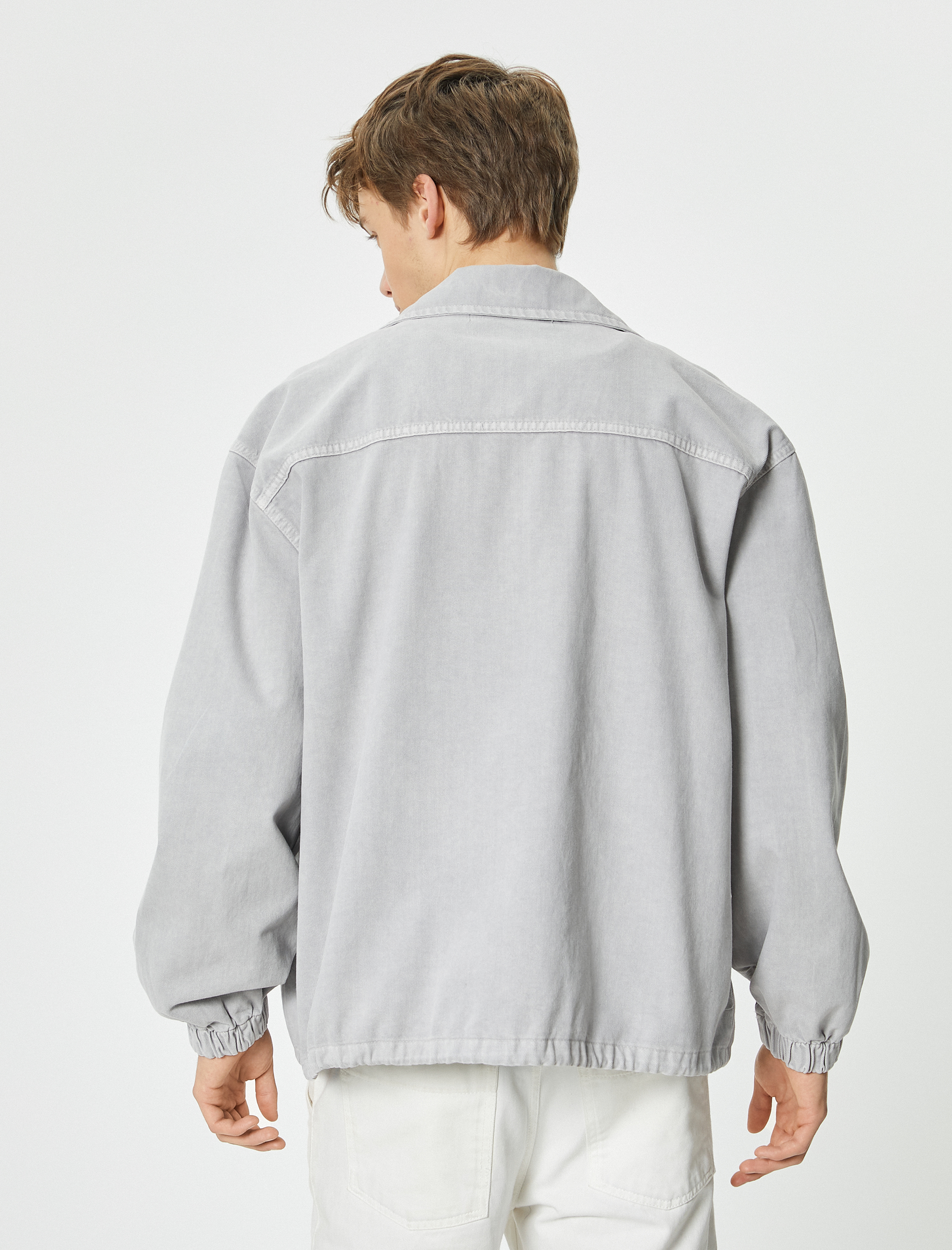   Kot Ceket Klasik Yaka Çıtçıt Düğmeli Cepli Beli Bağcıklı