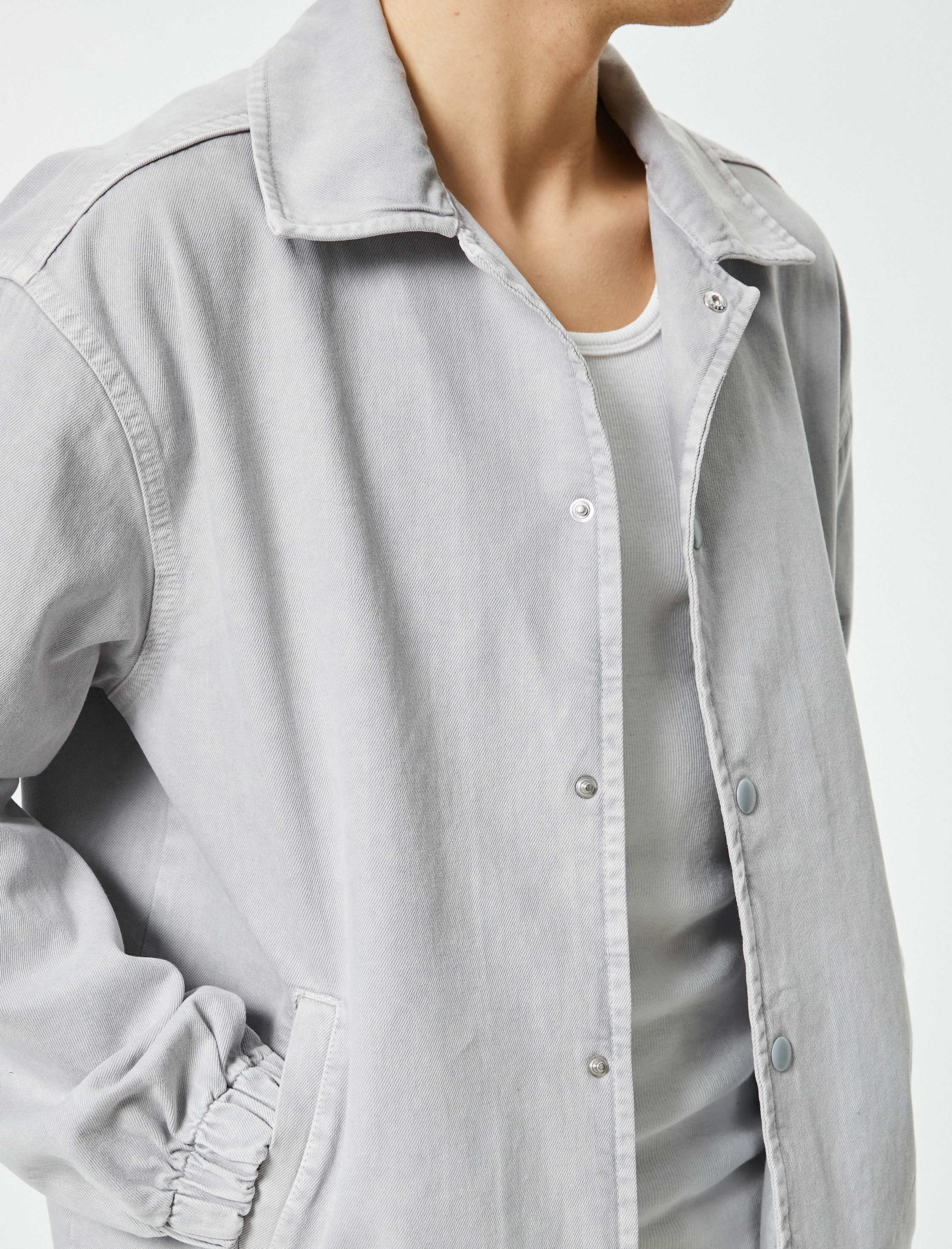   Kot Ceket Klasik Yaka Çıtçıt Düğmeli Cepli Beli Bağcıklı